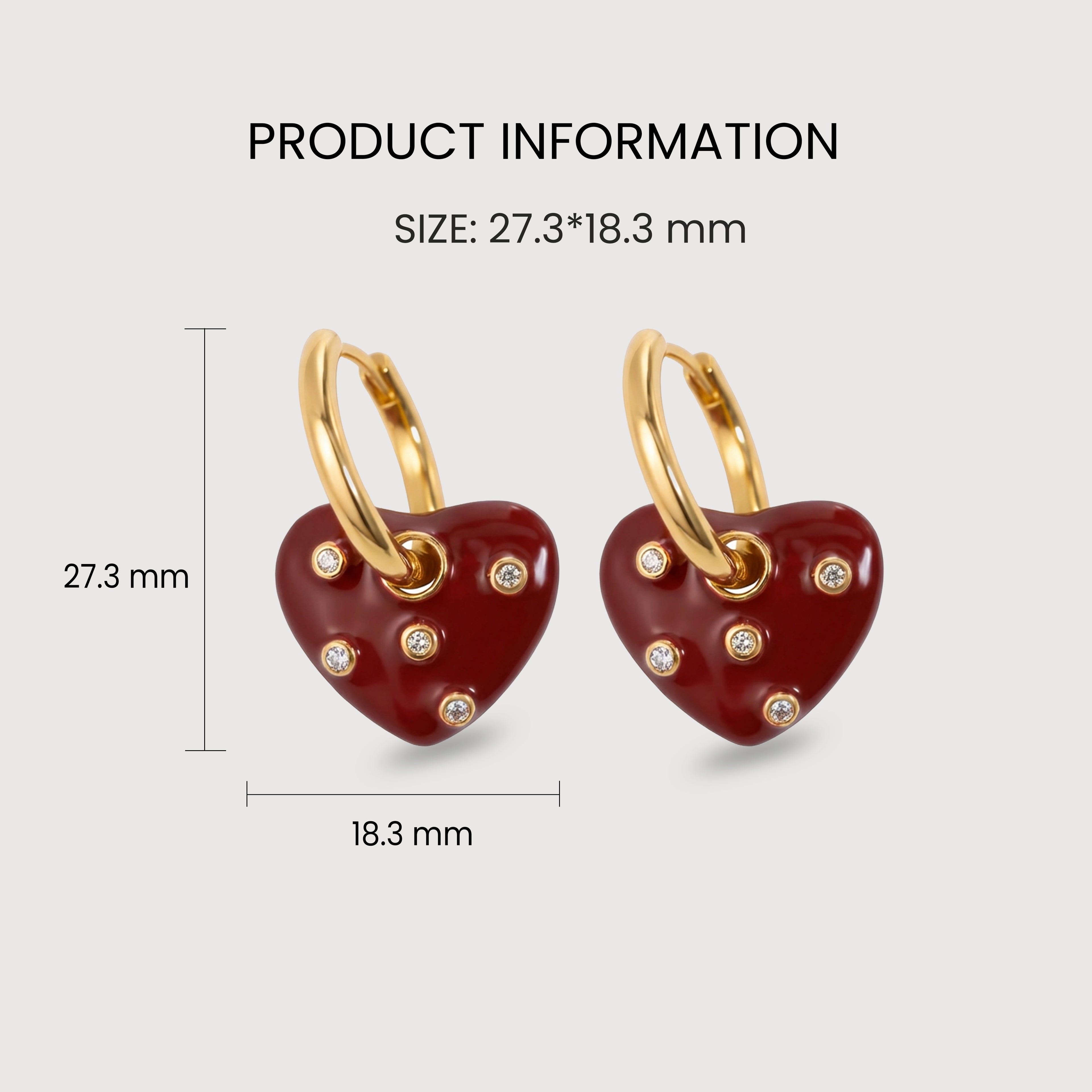Red Heart Charm Hinged Hoop Earrings