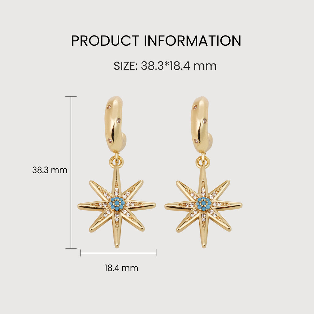 18K Gold-Plated Zircon Starburst Drop Earrings