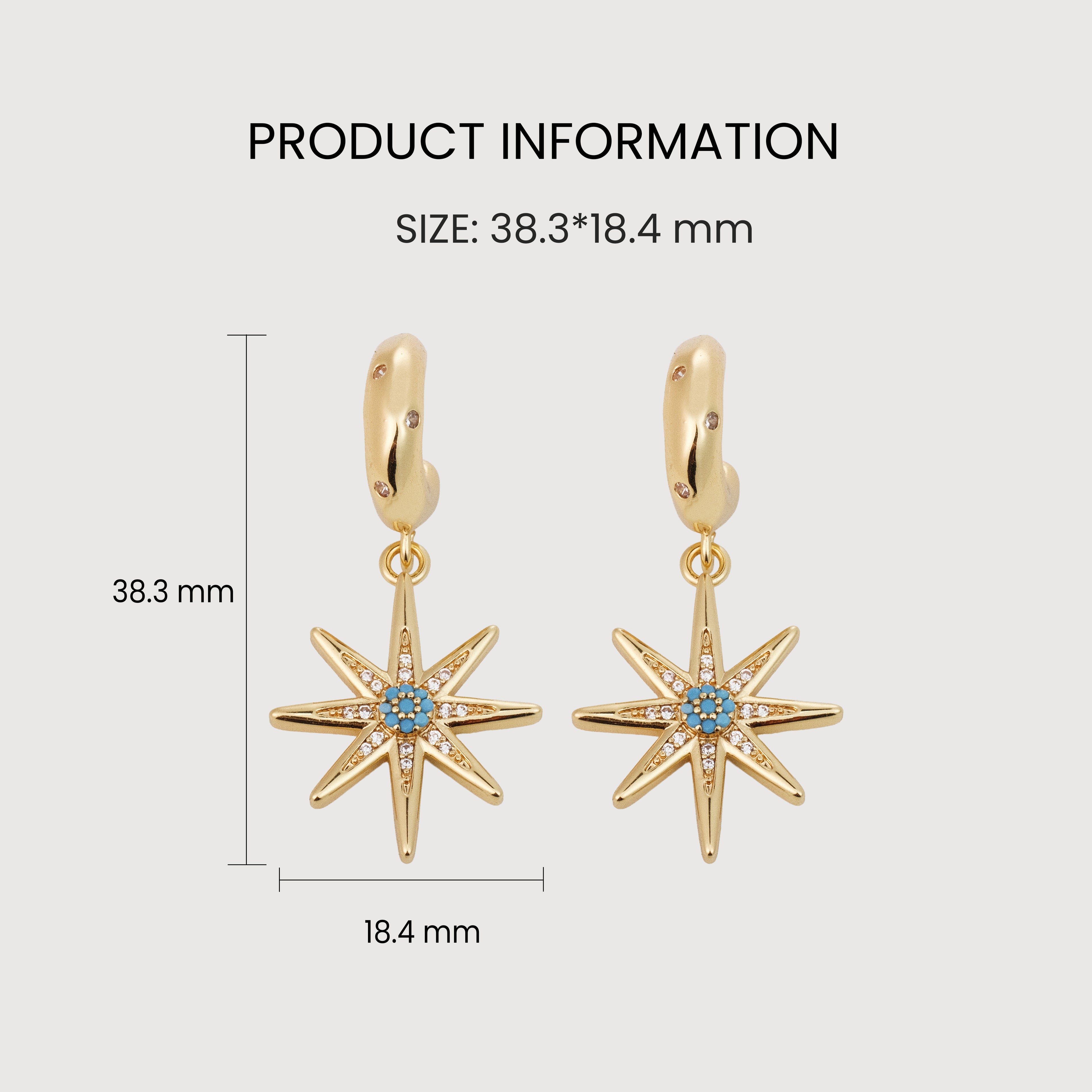18K Gold-Plated Zircon Starburst Drop Earrings