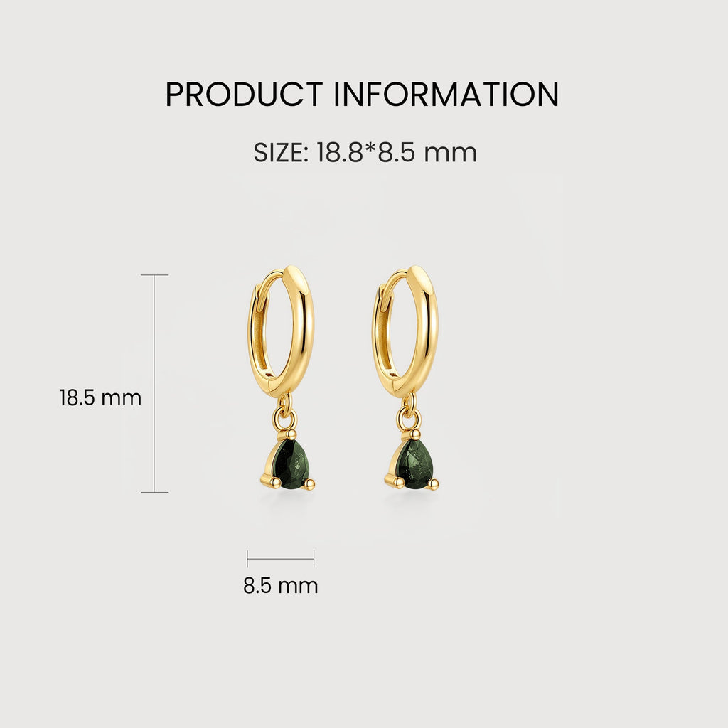 Natural Stone Teardrop Huggie Hoop Earrings