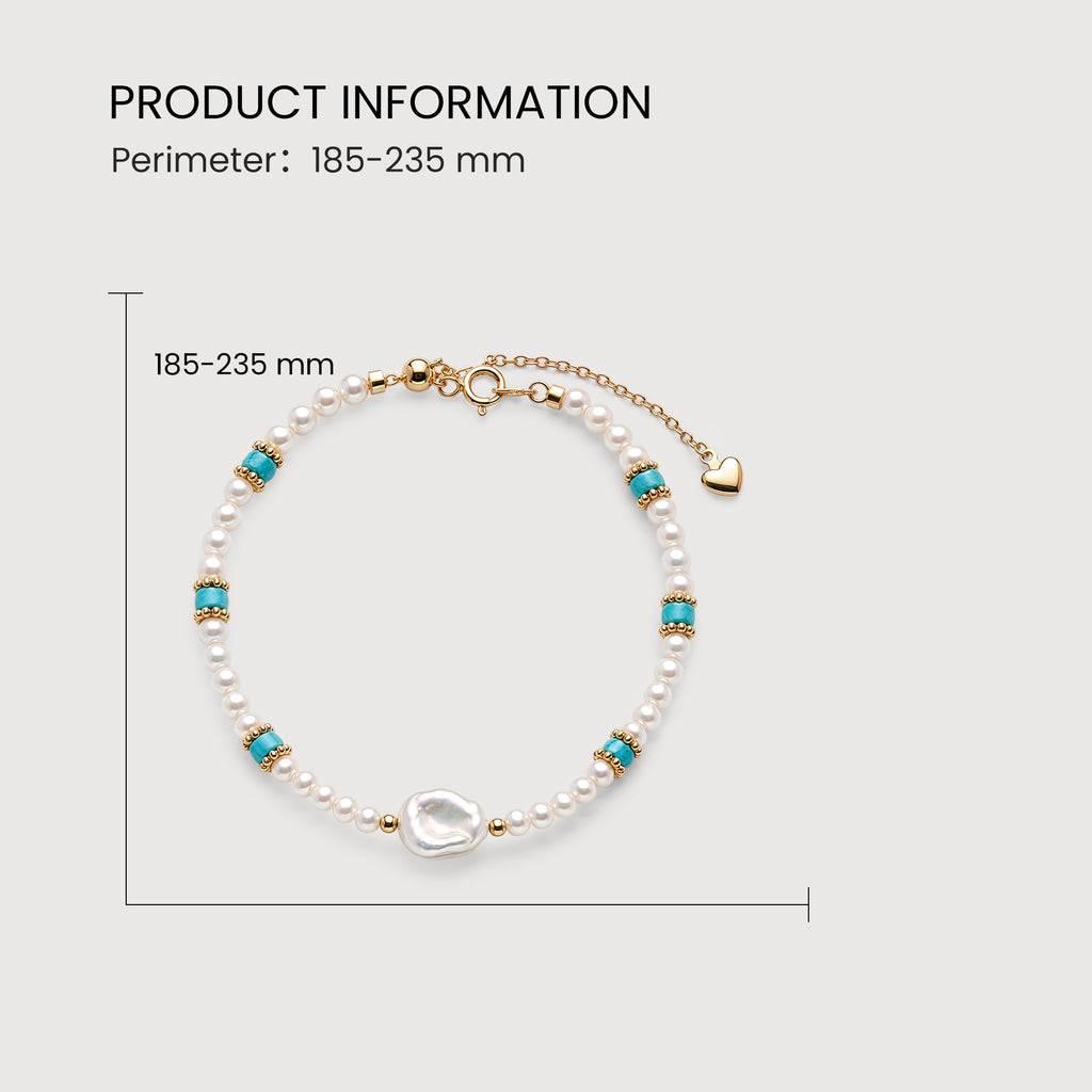 Freshwater Pearl Turquoise-Accent Gold-Plated Bracelet