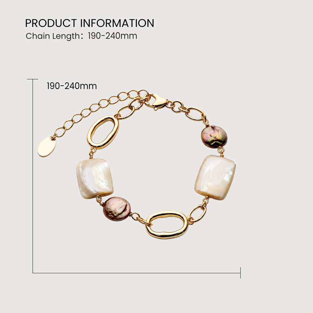 18K Gold-Plated Baroque Pearl Shell Bracelet