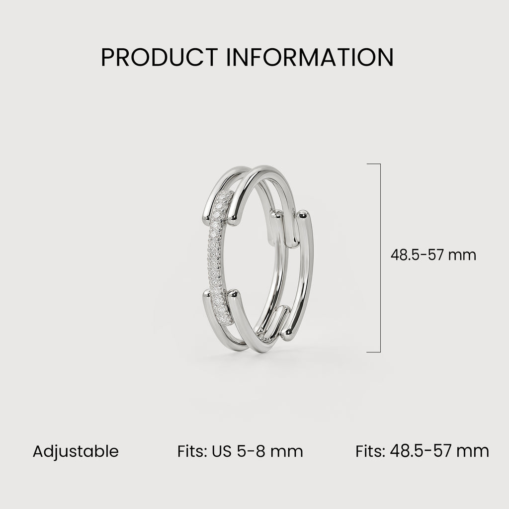 S925 CZ Multi-Band Adjustable Ring