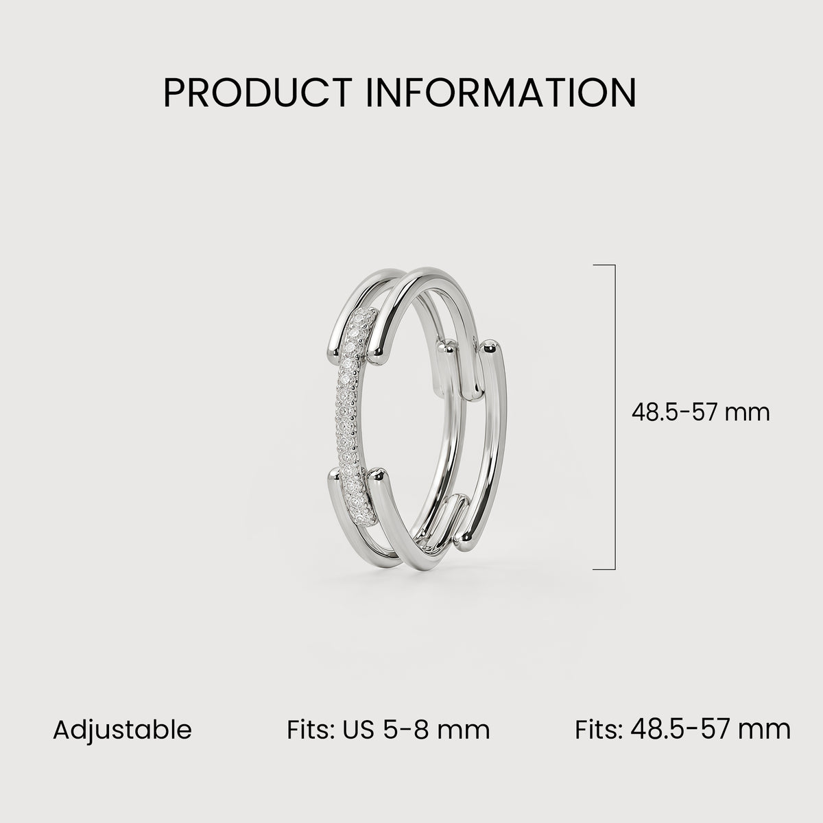 S925 CZ Multi-Band Adjustable Ring