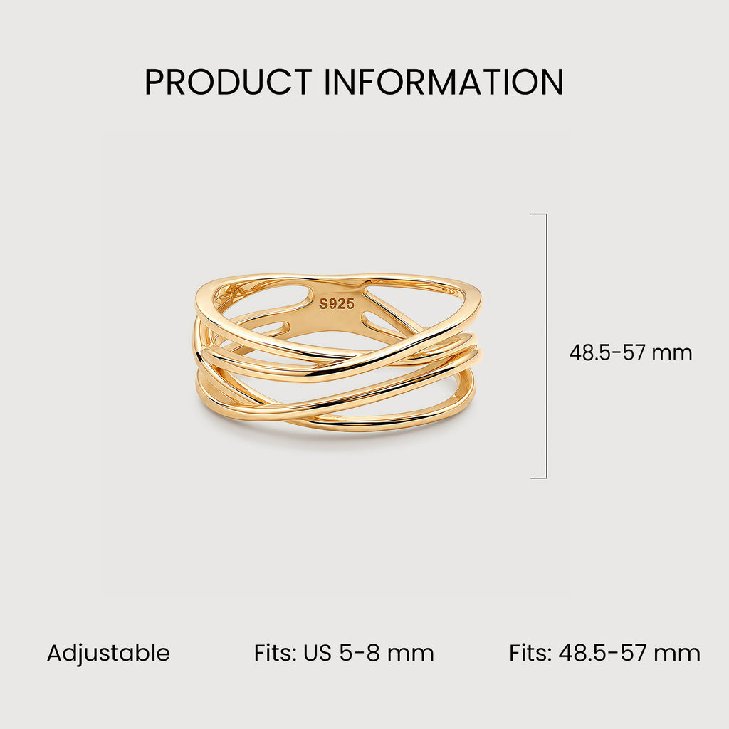 18K Gold-Plated S925 Interwoven Band Ring