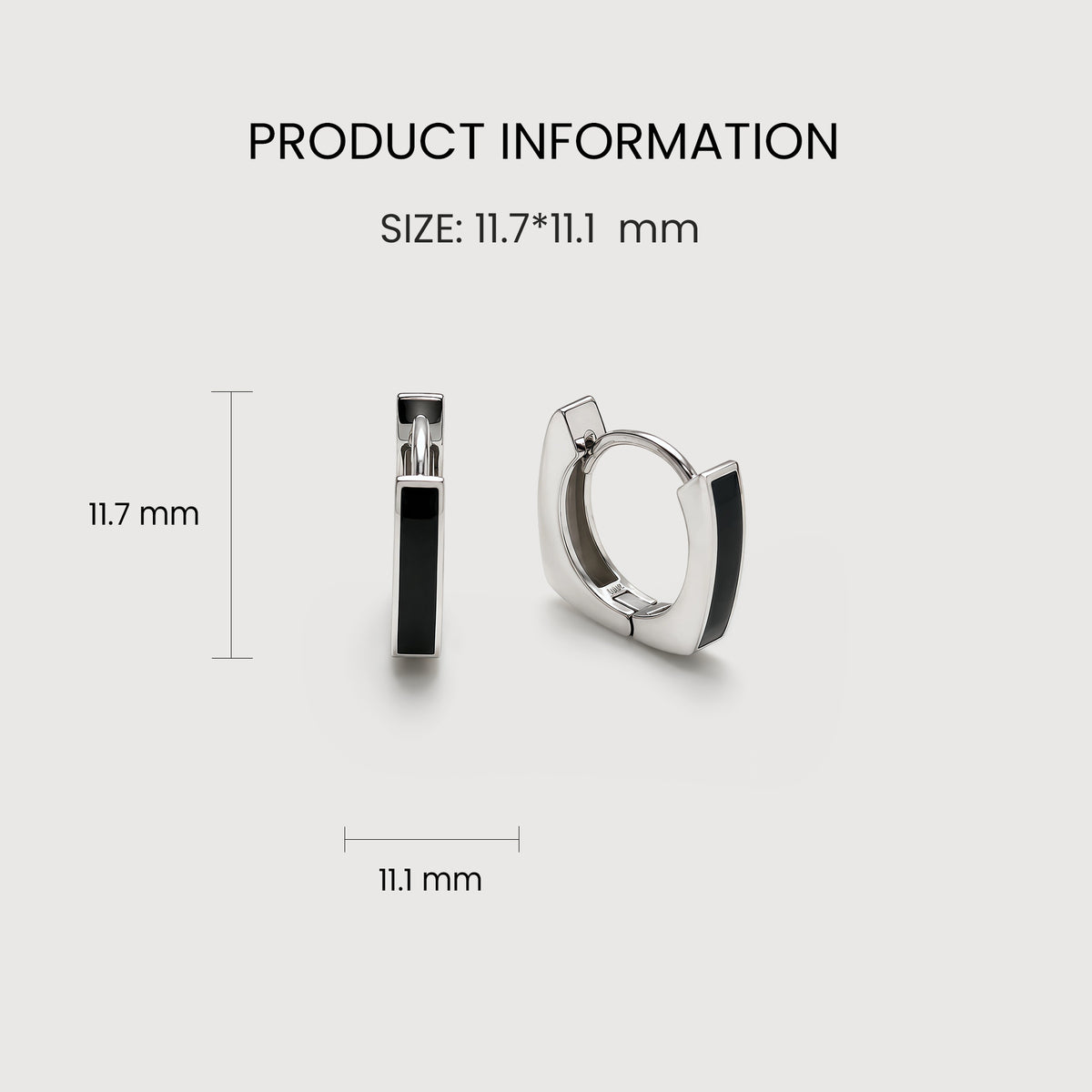 S925 Silver Black Accent Huggie Hoop Earrings