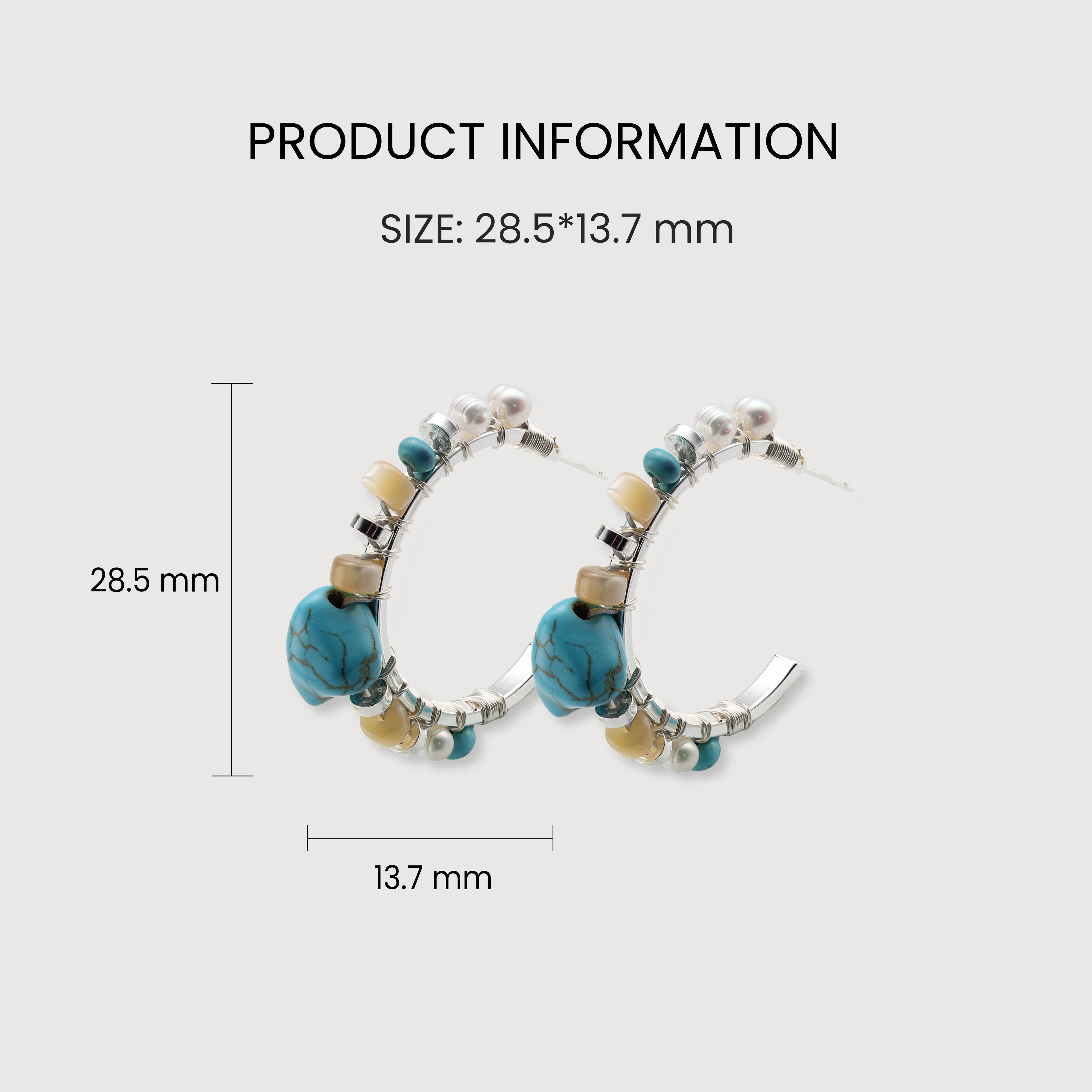 Turquoise Pearl Mixed-Bead Hoop Earrings