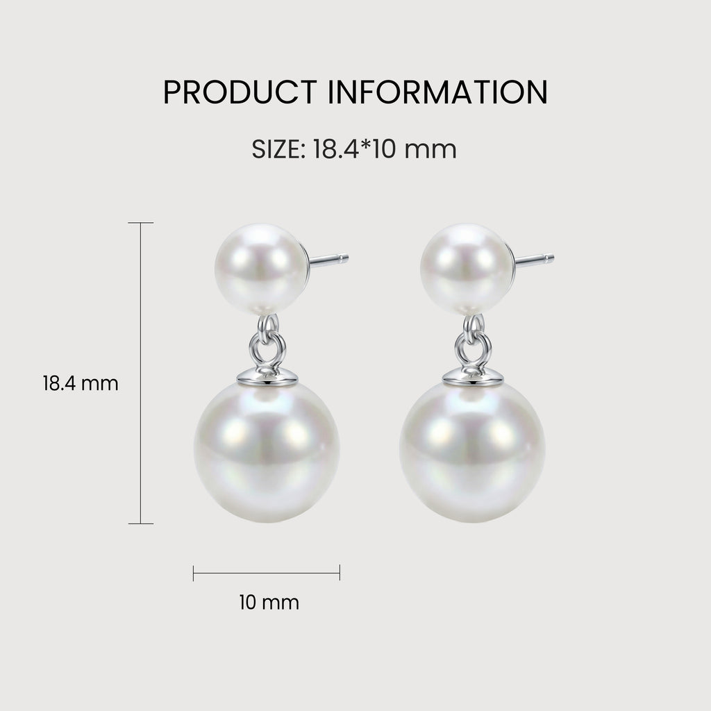 Double Pearl Drop Stud Earrings