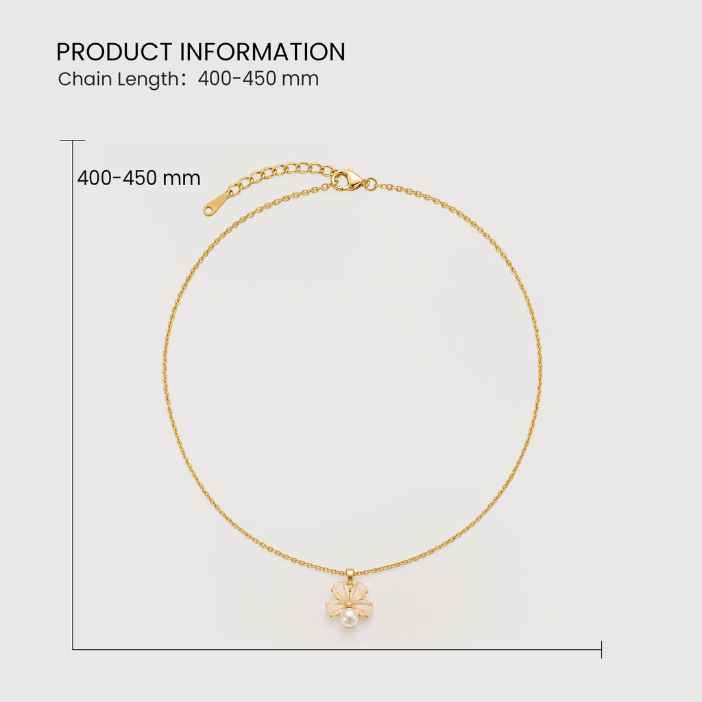 Pearl Floral Gold-Plated Brass Pendant Necklace