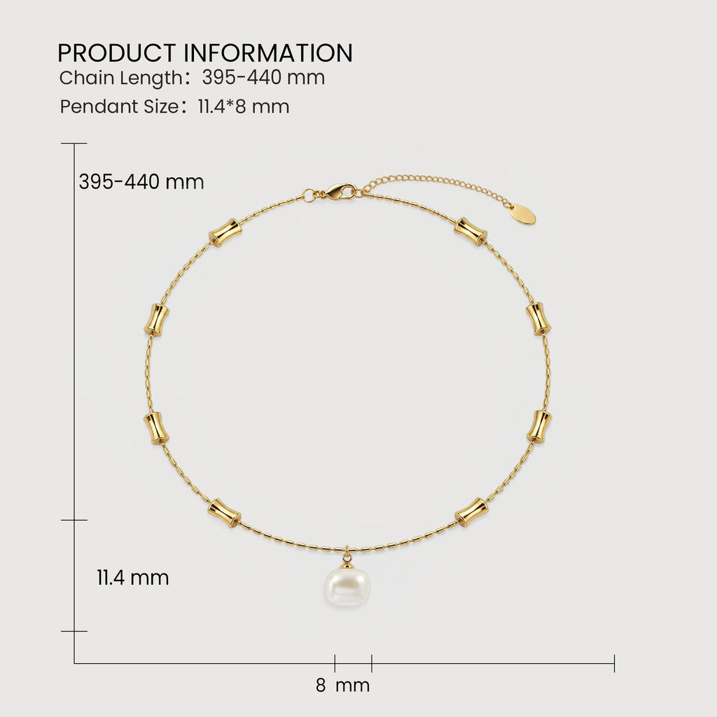 Gold-Plated Square Pearl-Style Necklace