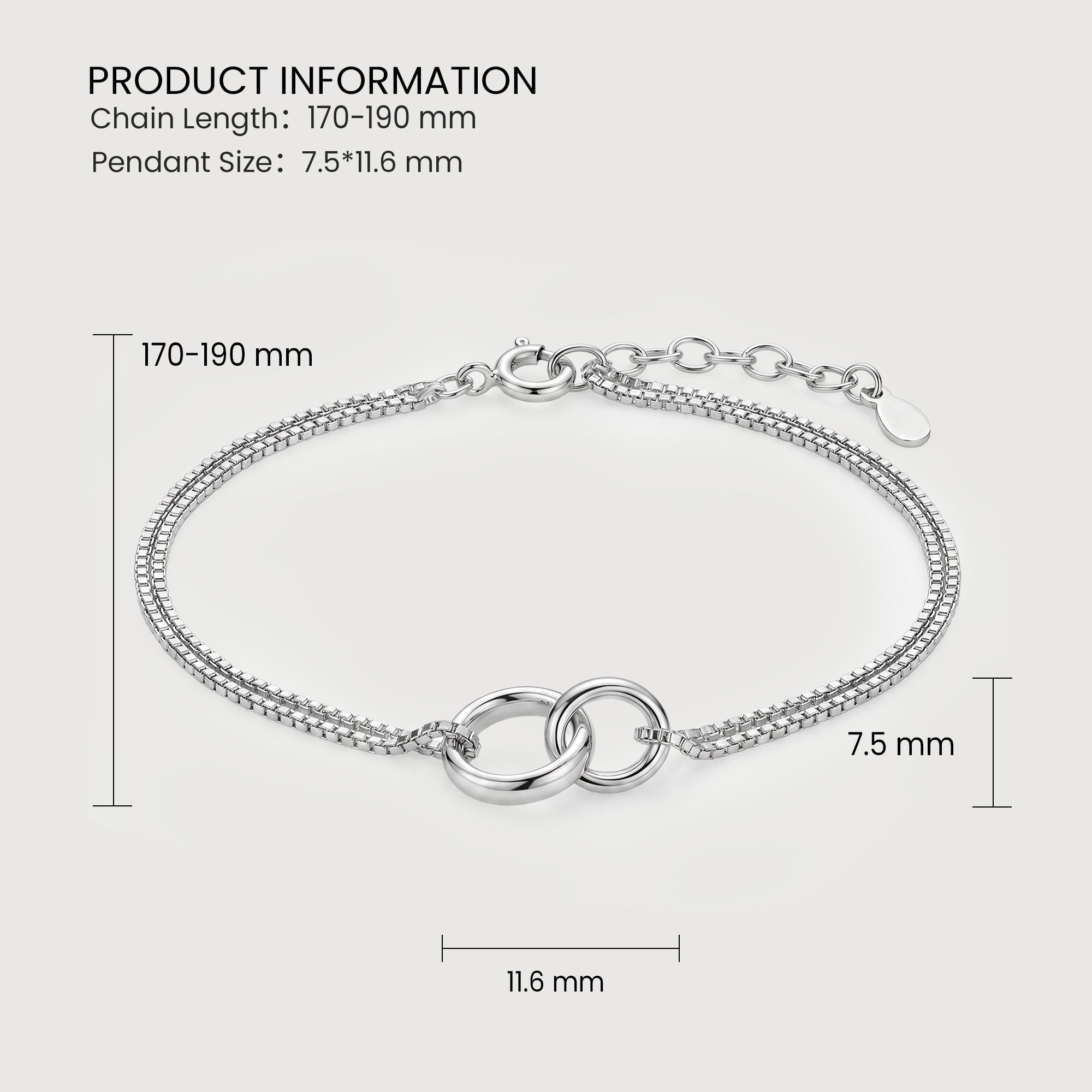 Interlocking Ring S925 Silver Chain Bracelet