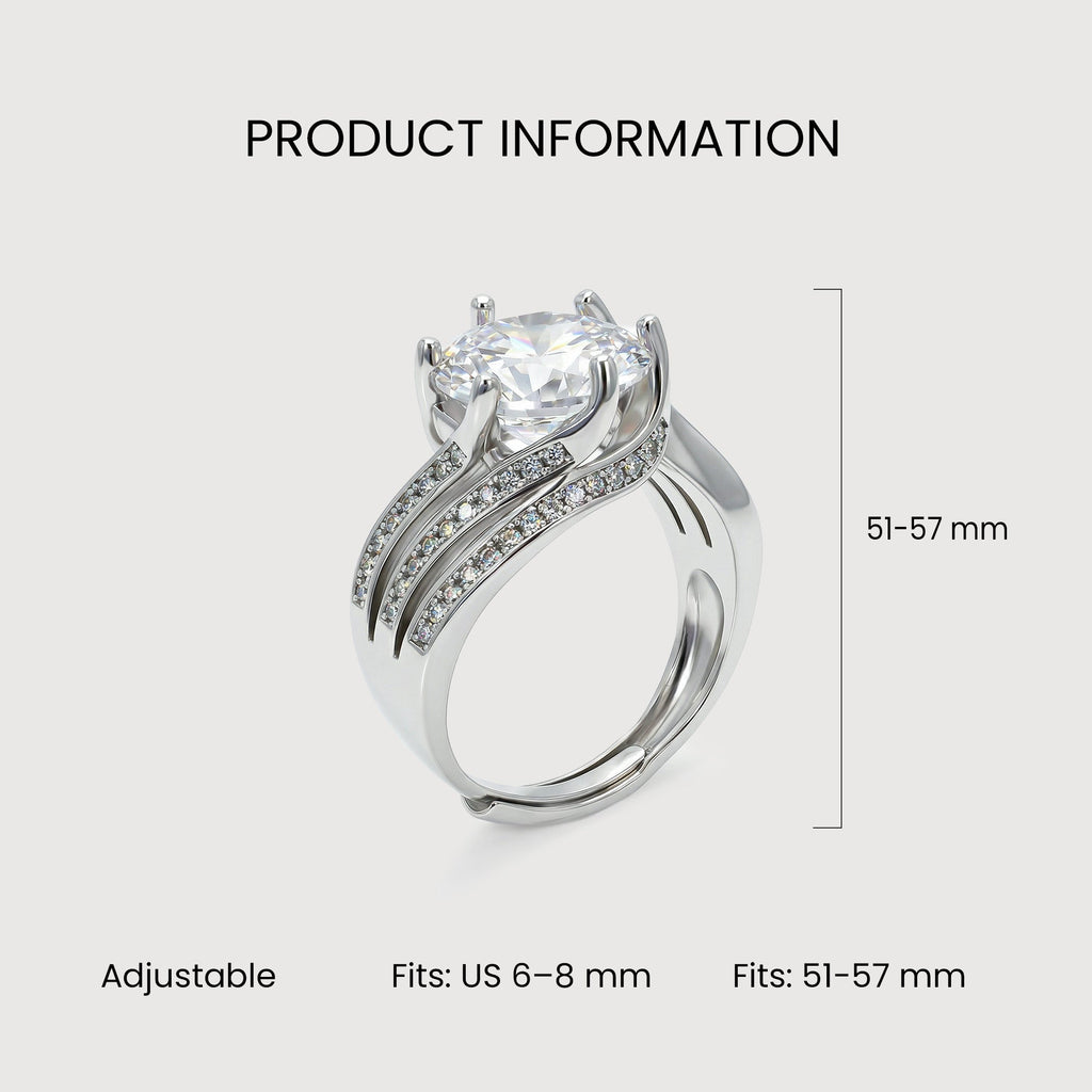 Silver-Tone Round Zircon Swirl Ring