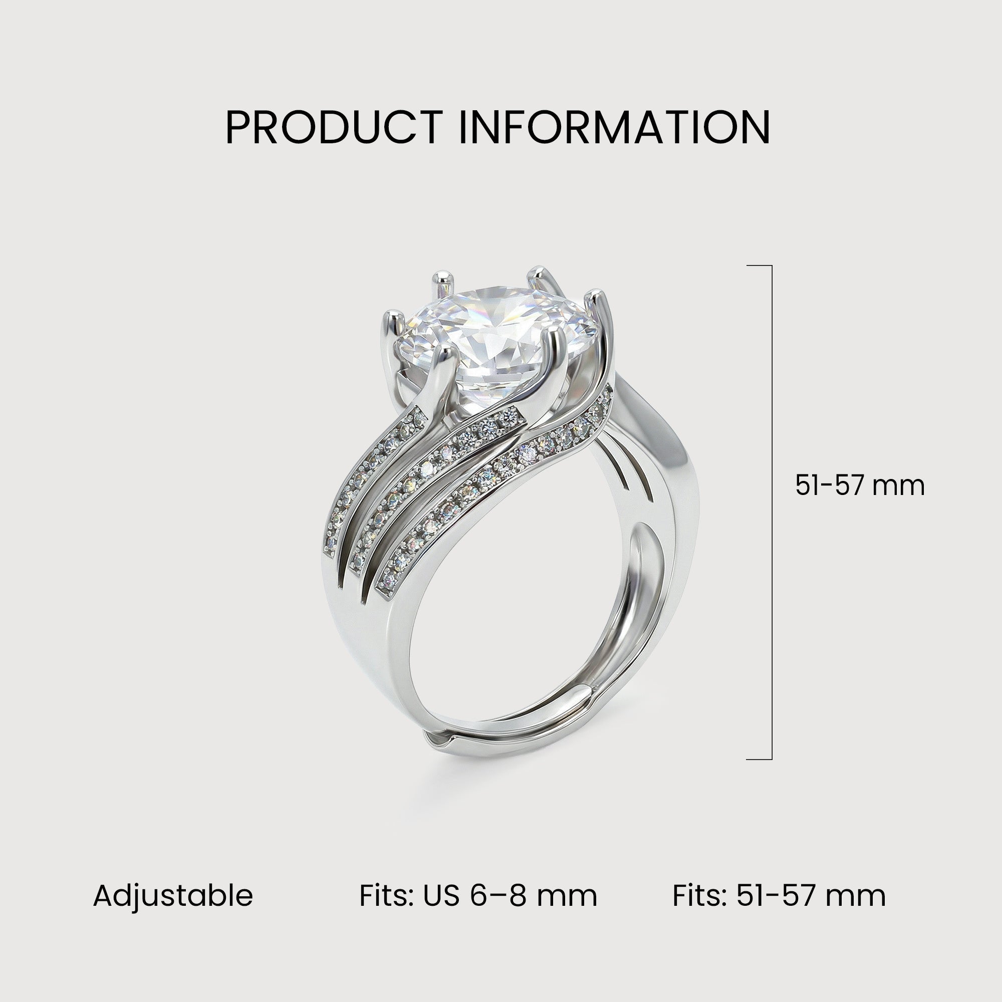 Silver-Tone Round Zircon Swirl Ring