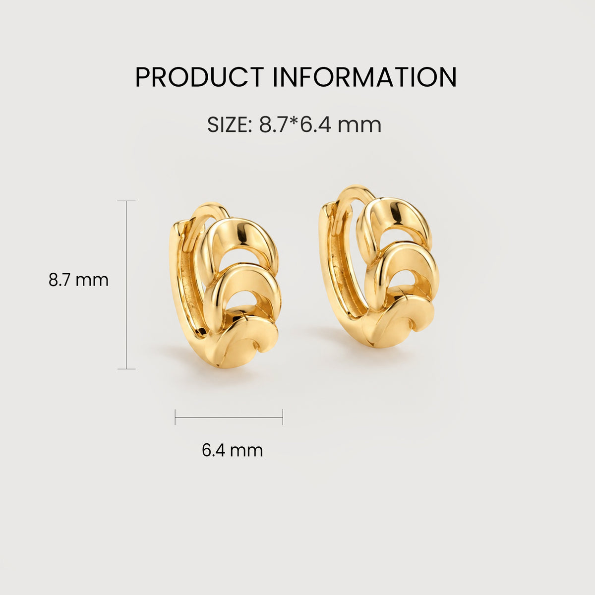 18K Gold-Plated S925 Interlocking Hoop Earrings