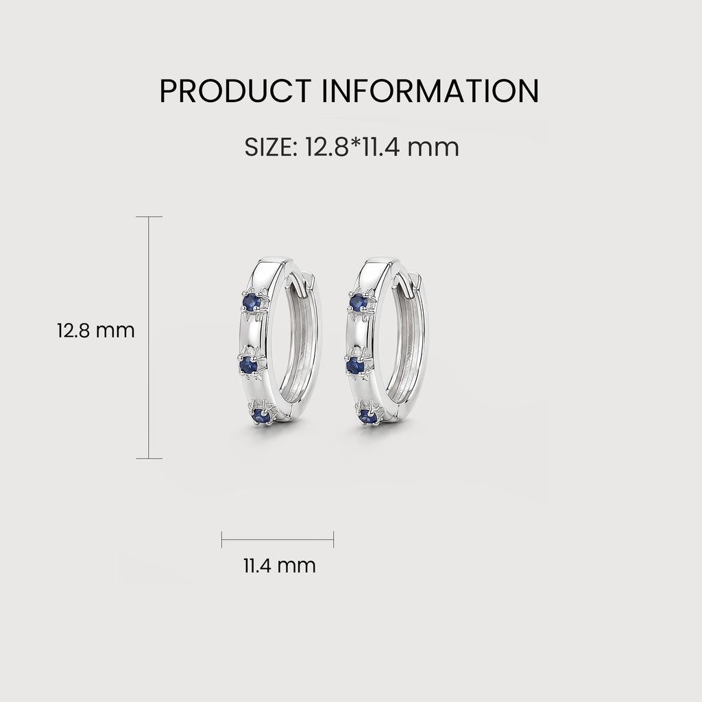 Blue Zircon S925 Sterling Silver Hoop Earrings
