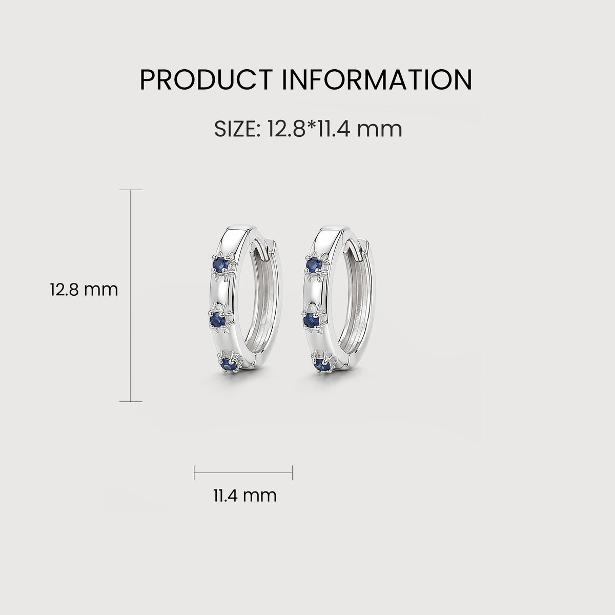 Blue Zircon S925 Sterling Silver Hoop Earrings