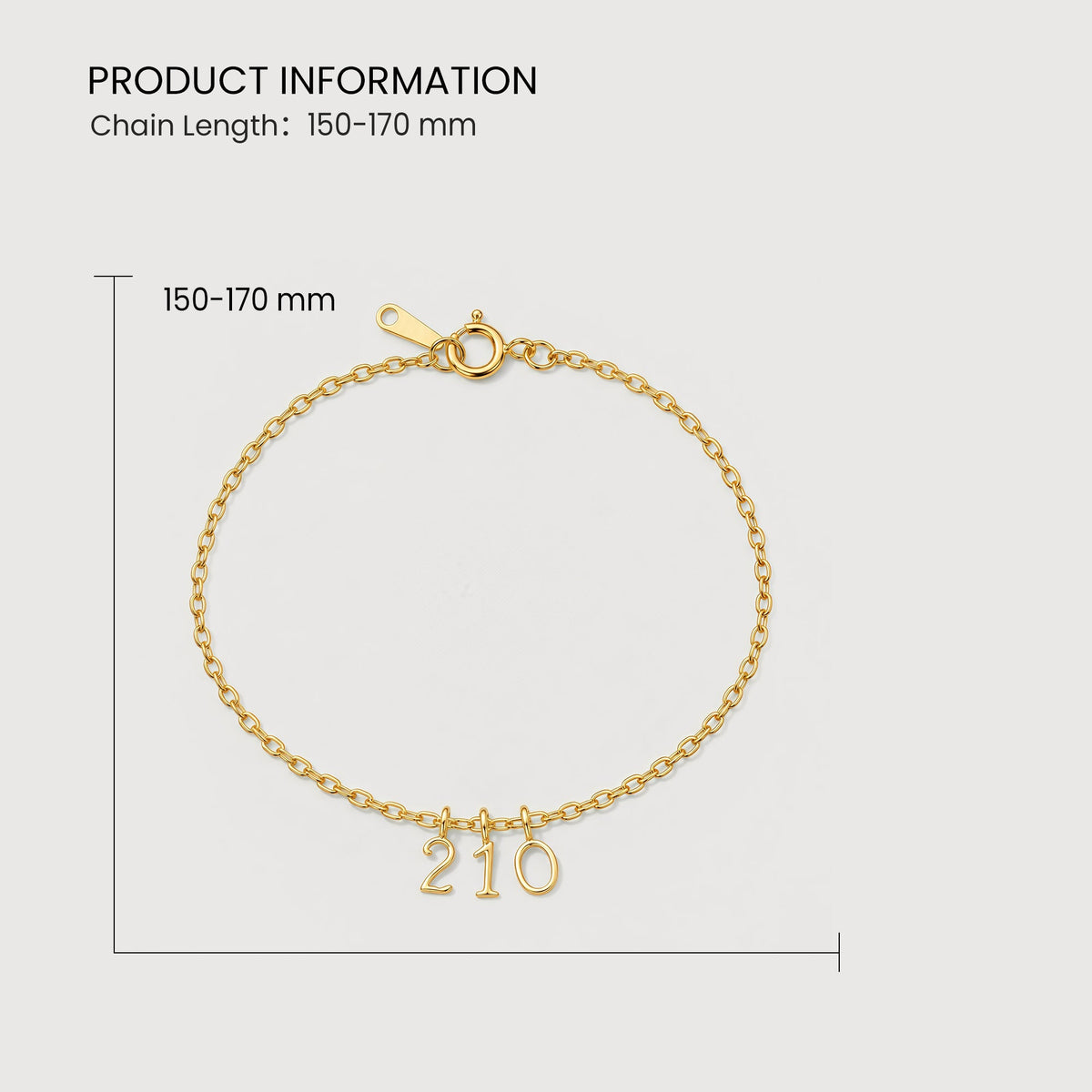 18K Gold-Plated Sterling Silver Number Charm Bracelet