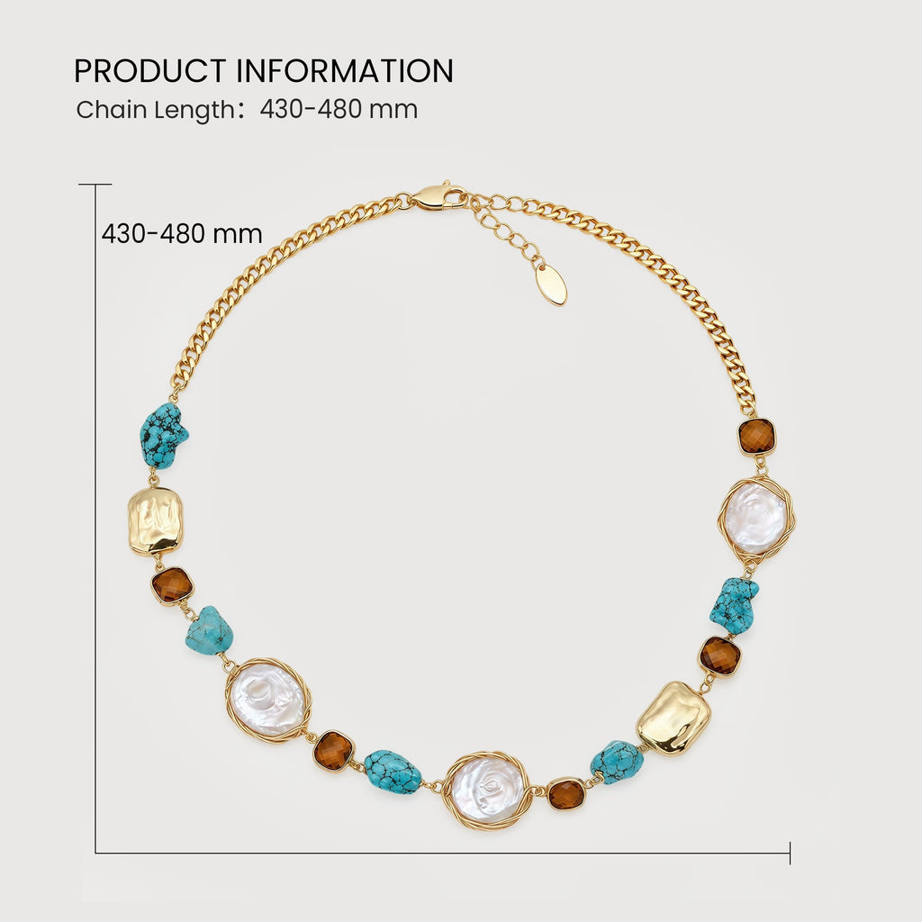 Baroque Pearl Turquoise Statement Necklace