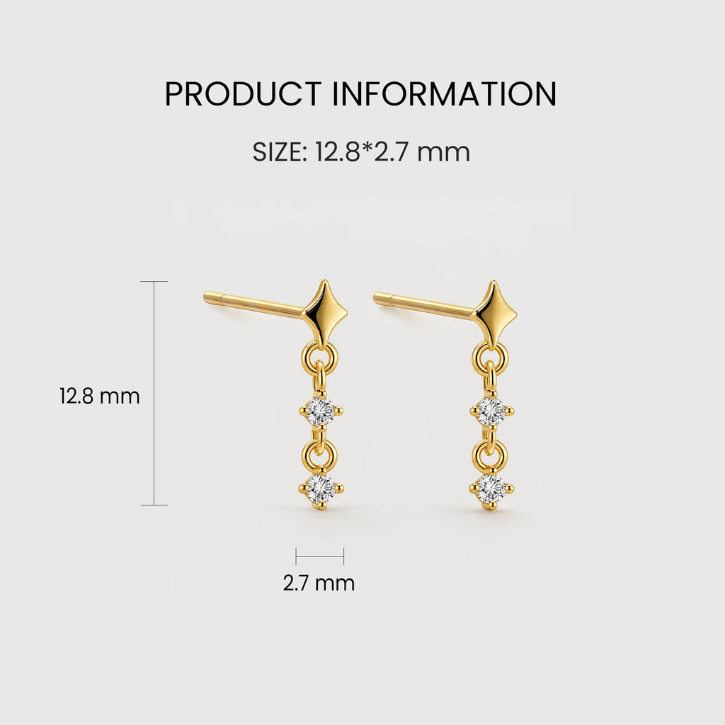 Star Link Zircon Drop Stud Earrings