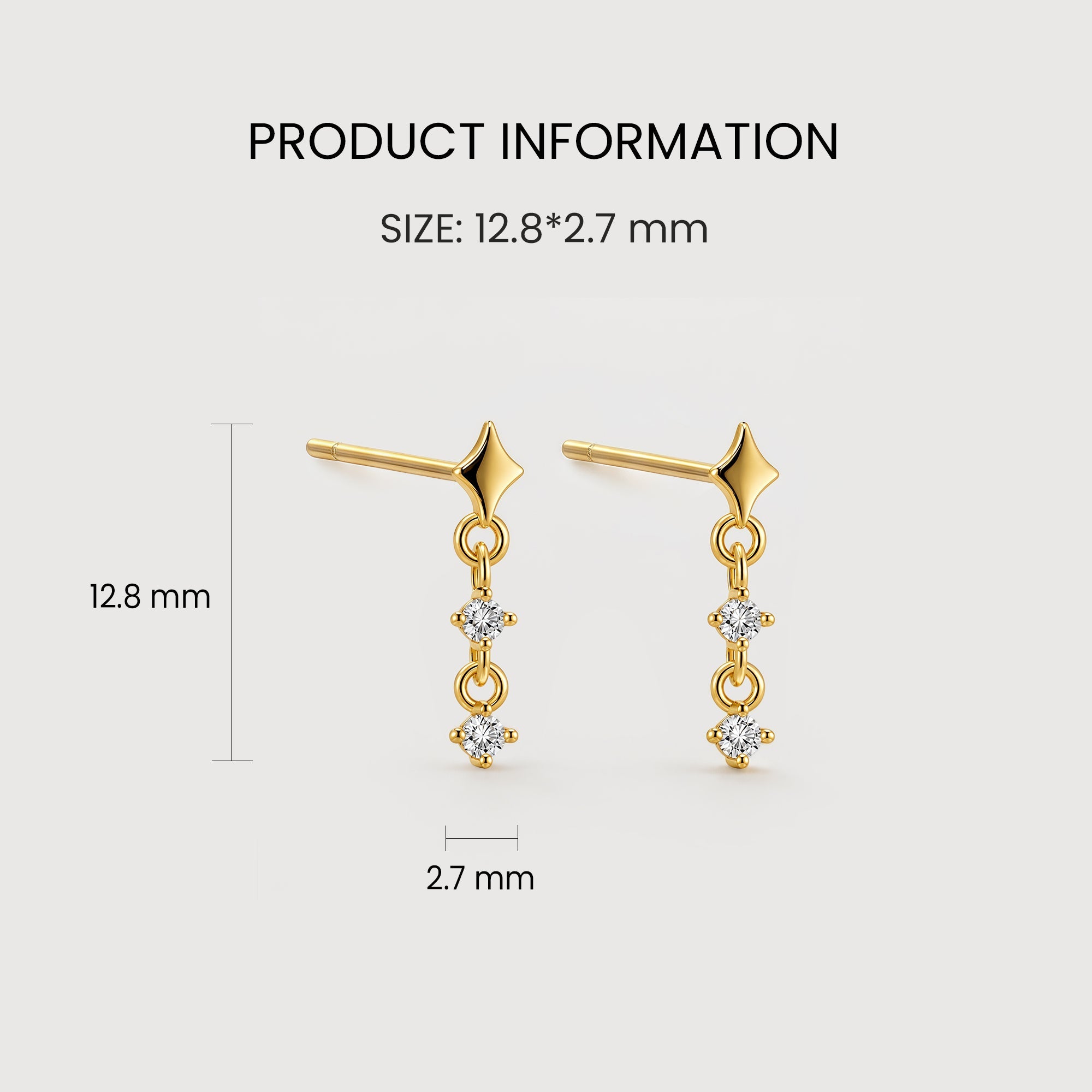 Star Link Zircon Drop Stud Earrings