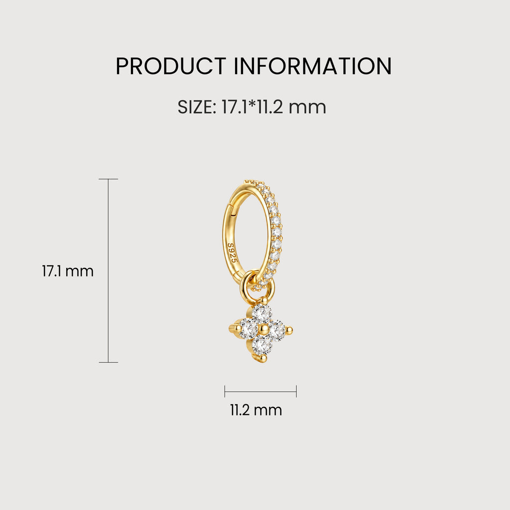 Crystal Four-Point Drop Hoop Earrings