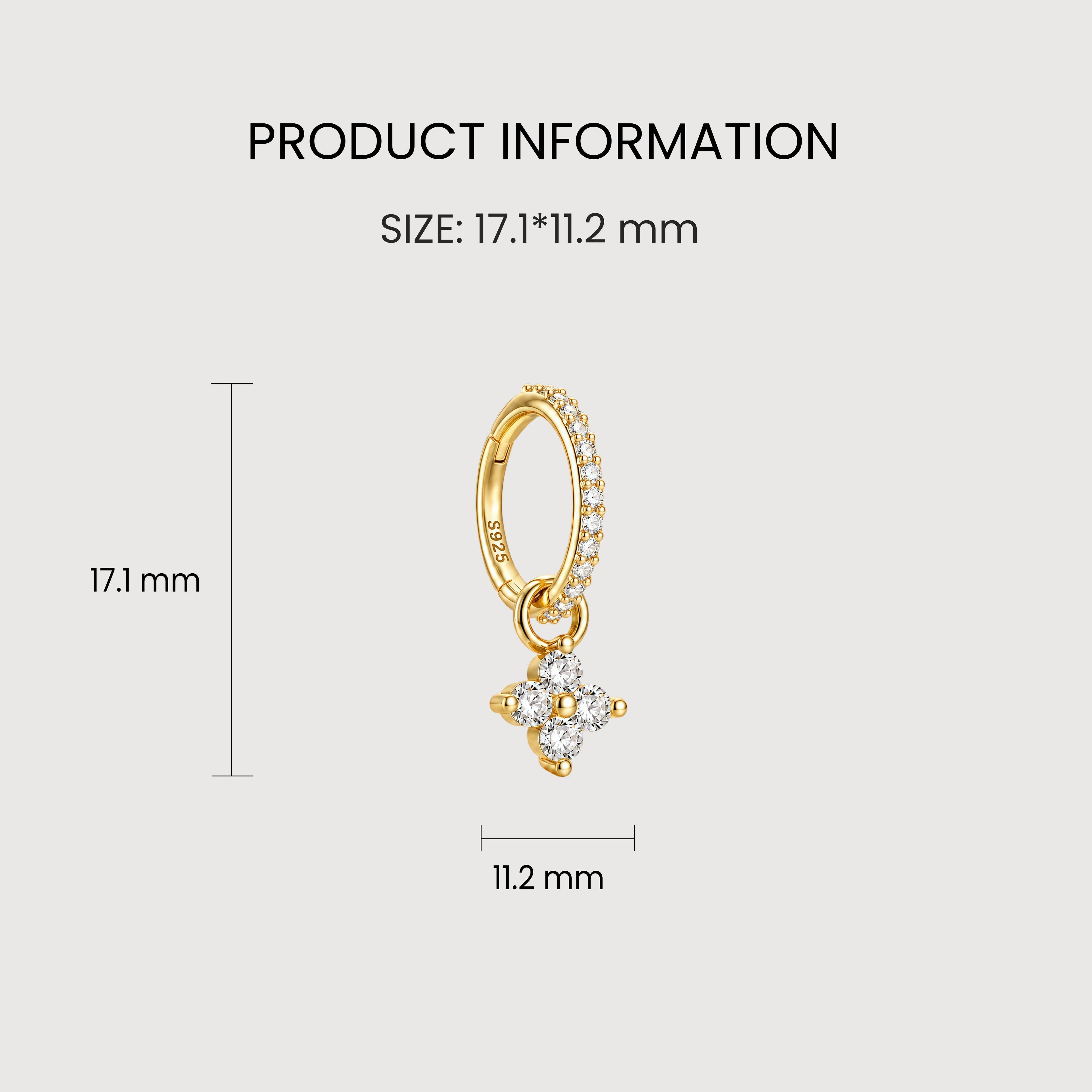 Crystal Four-Point Drop Hoop Earrings