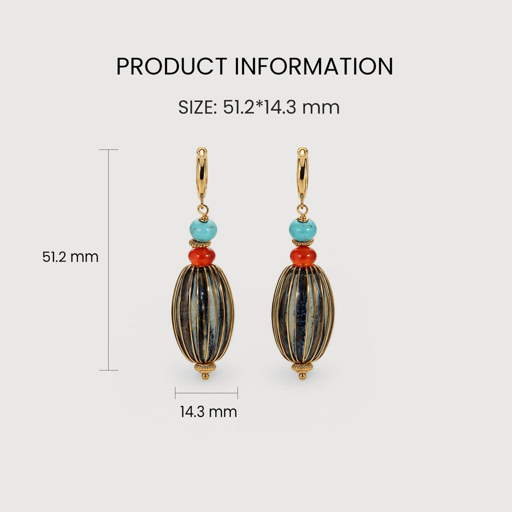 Gold-Plated Turquoise Beaded Drop Earrings