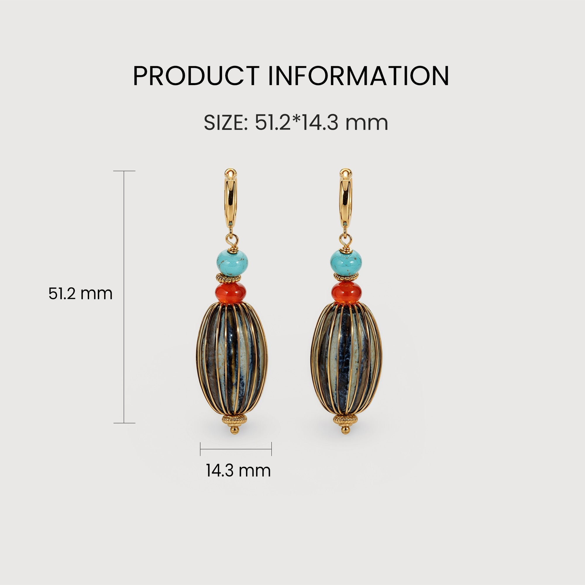 Gold-Plated Turquoise Beaded Drop Earrings