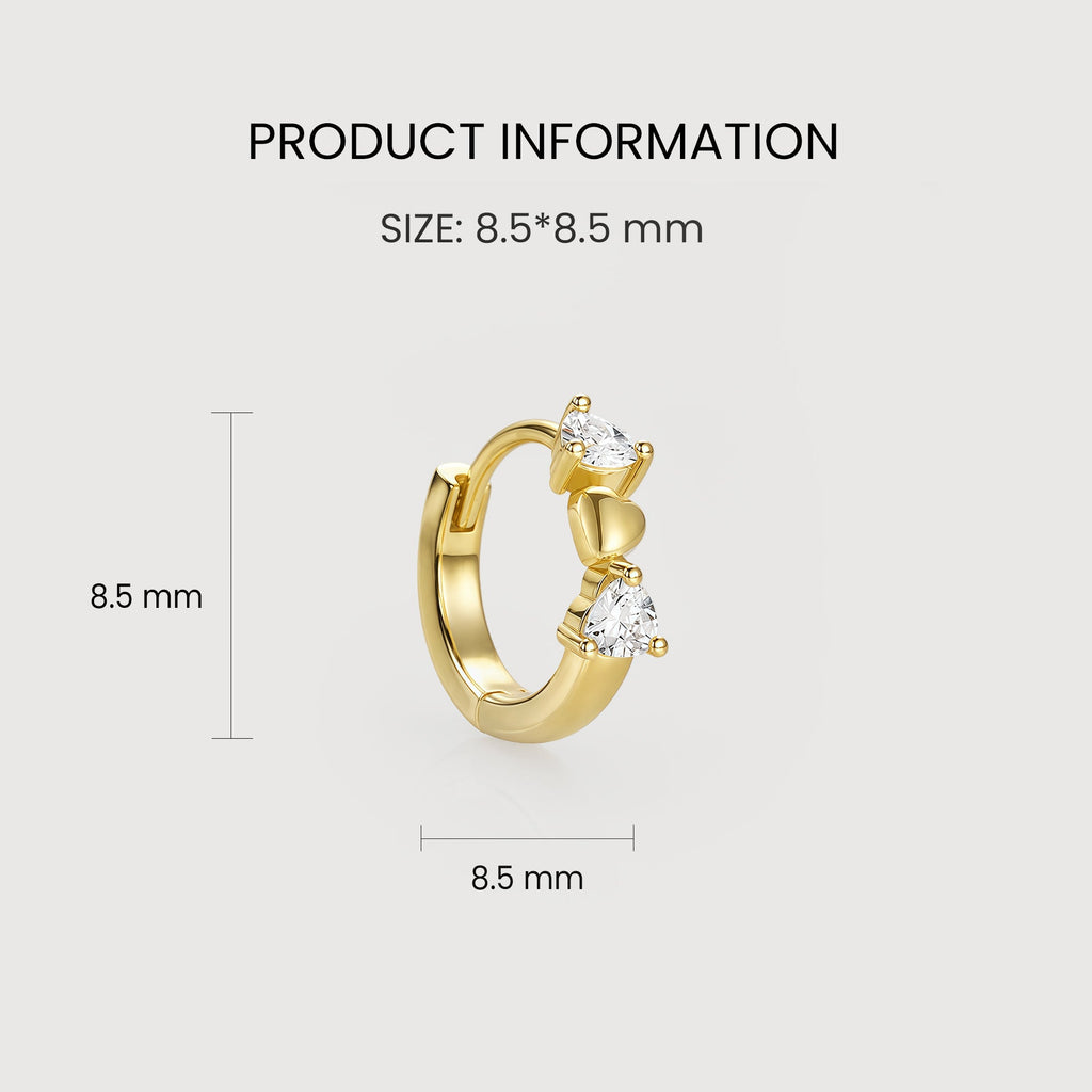 Heart & Pear CZ Huggie Hoop Earrings
