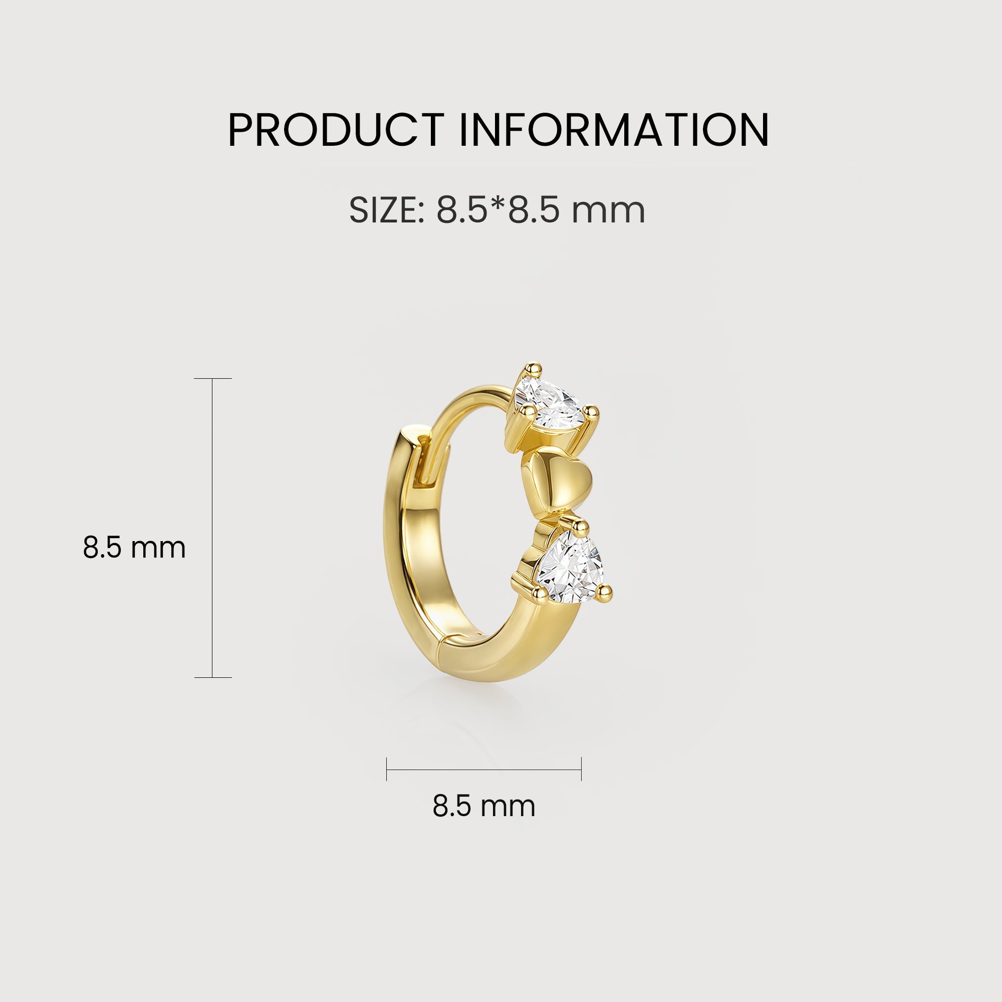 Heart & Pear CZ Huggie Hoop Earrings