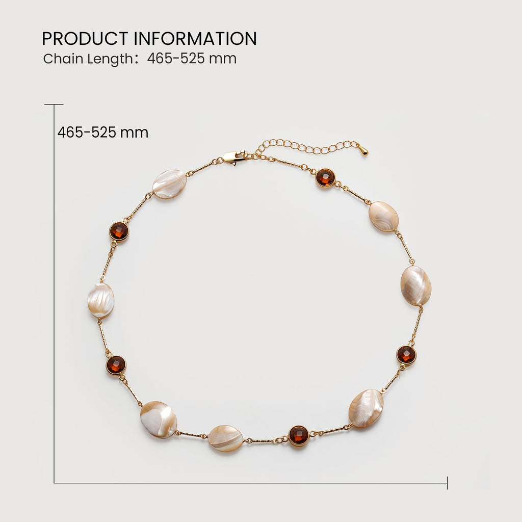 Gold-Plated Shell & Amber Crystal Necklace