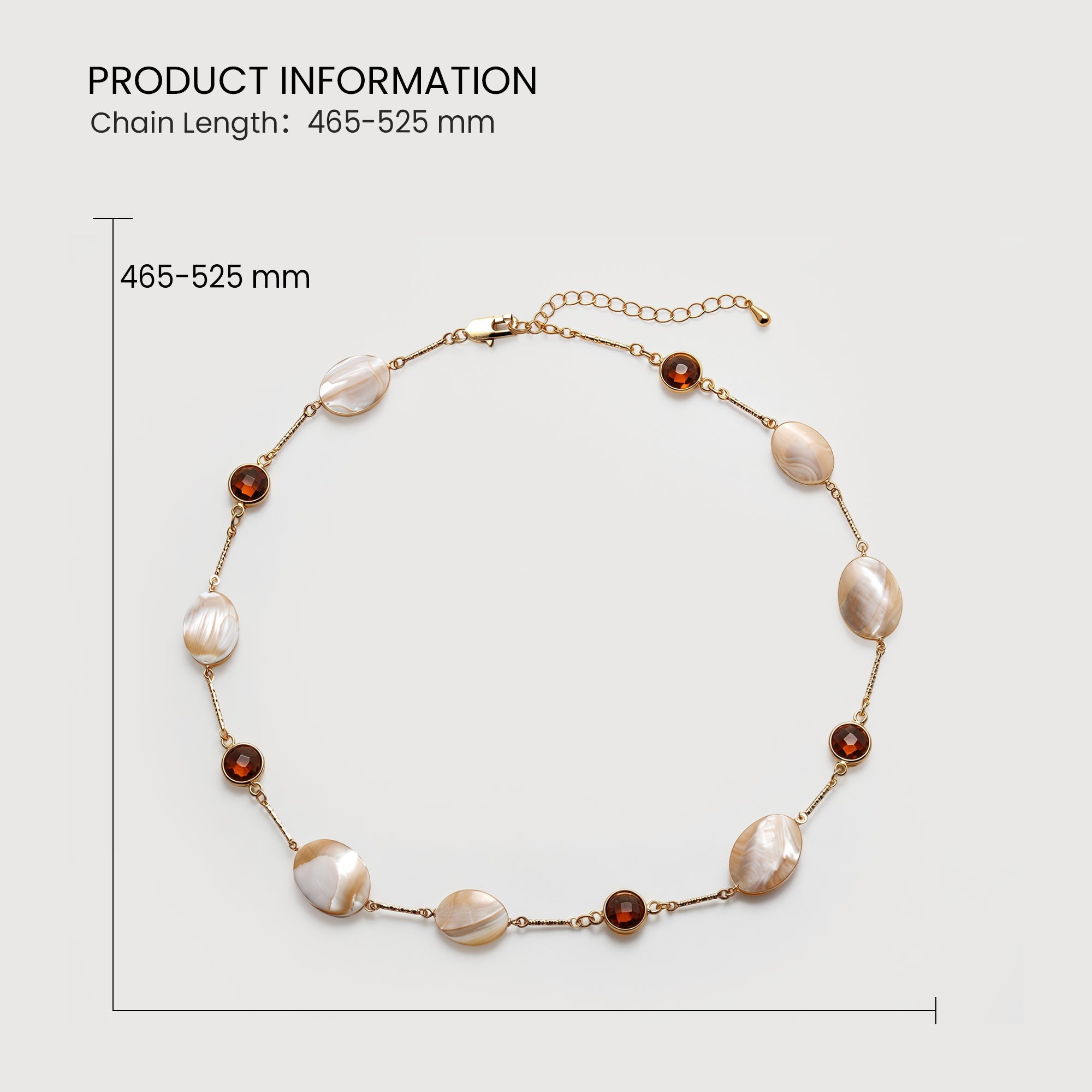 Gold-Plated Shell & Amber Crystal Necklace