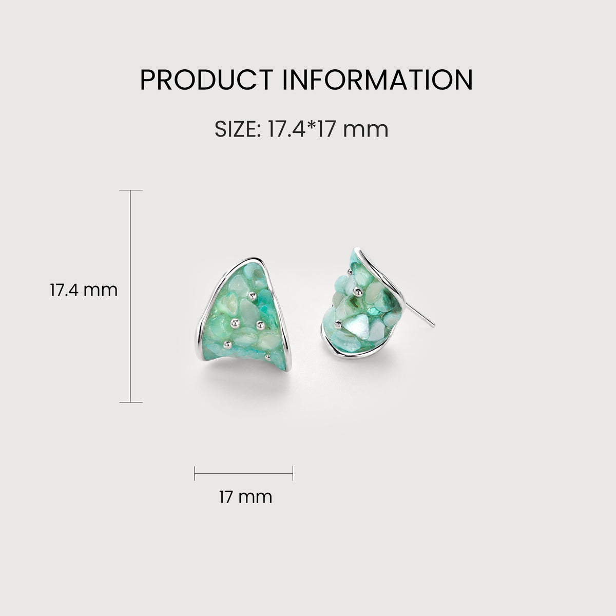 Green Shell Inlay Sculptural Stud Earrings
