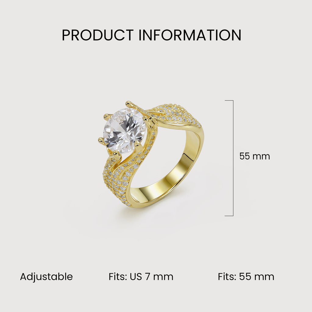 3-Carat Moissanite Pavé Sterling Silver Ring