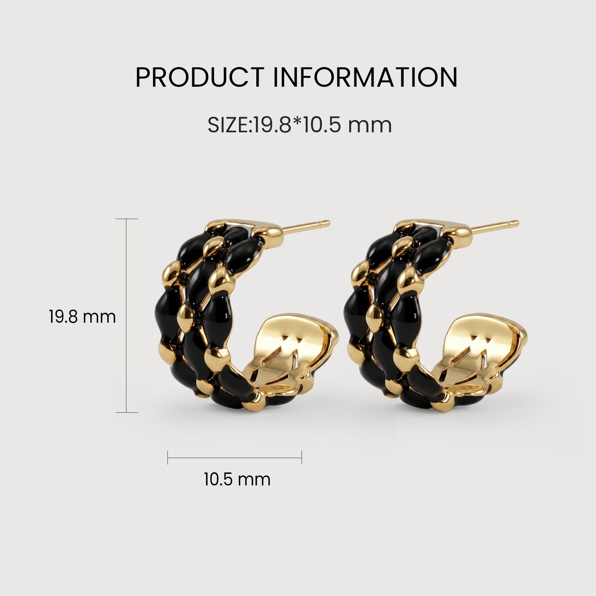 Black Enamel Woven Hoop Earrings