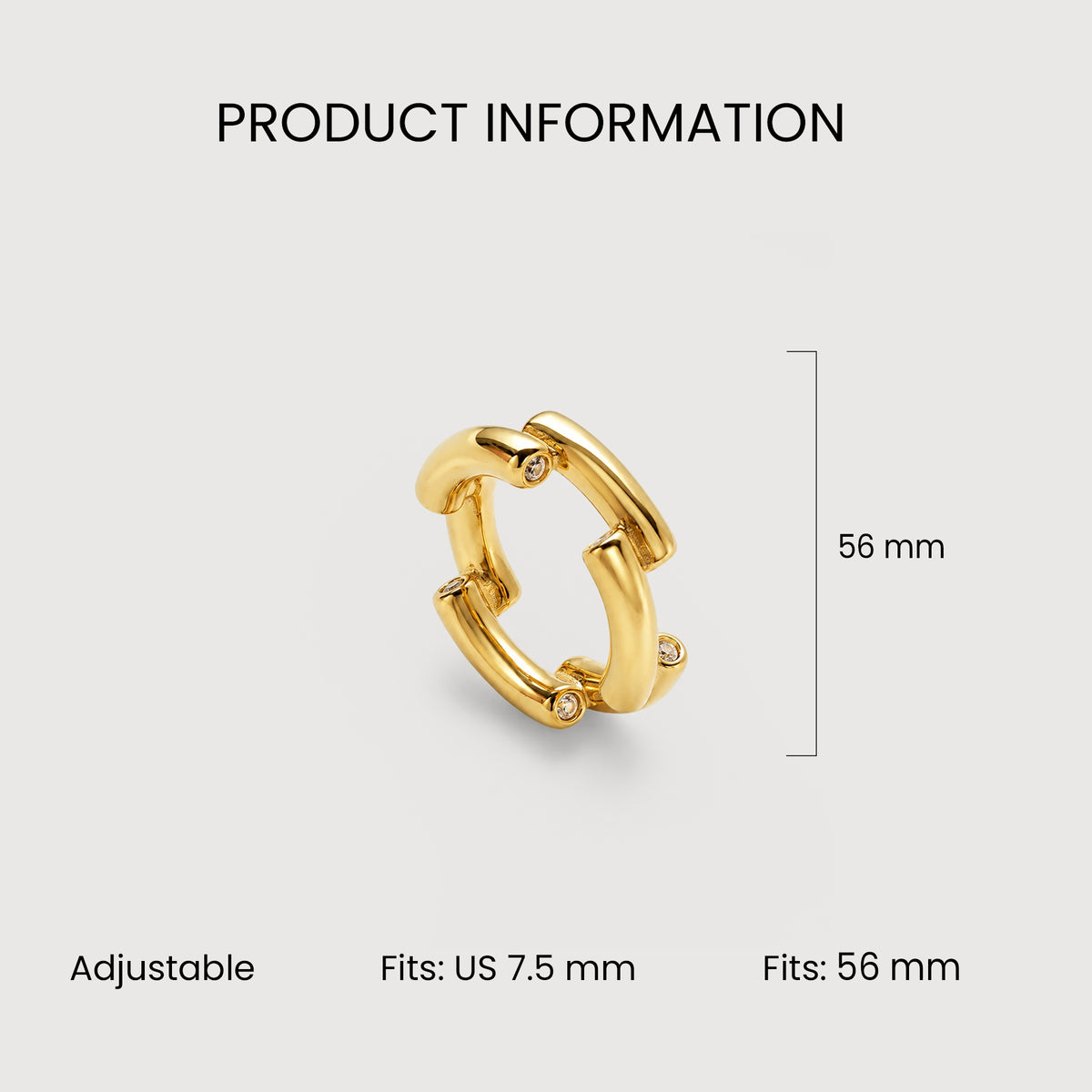 Two-Tone Open Link 18K Gold-Plated Stainless Steel Ring