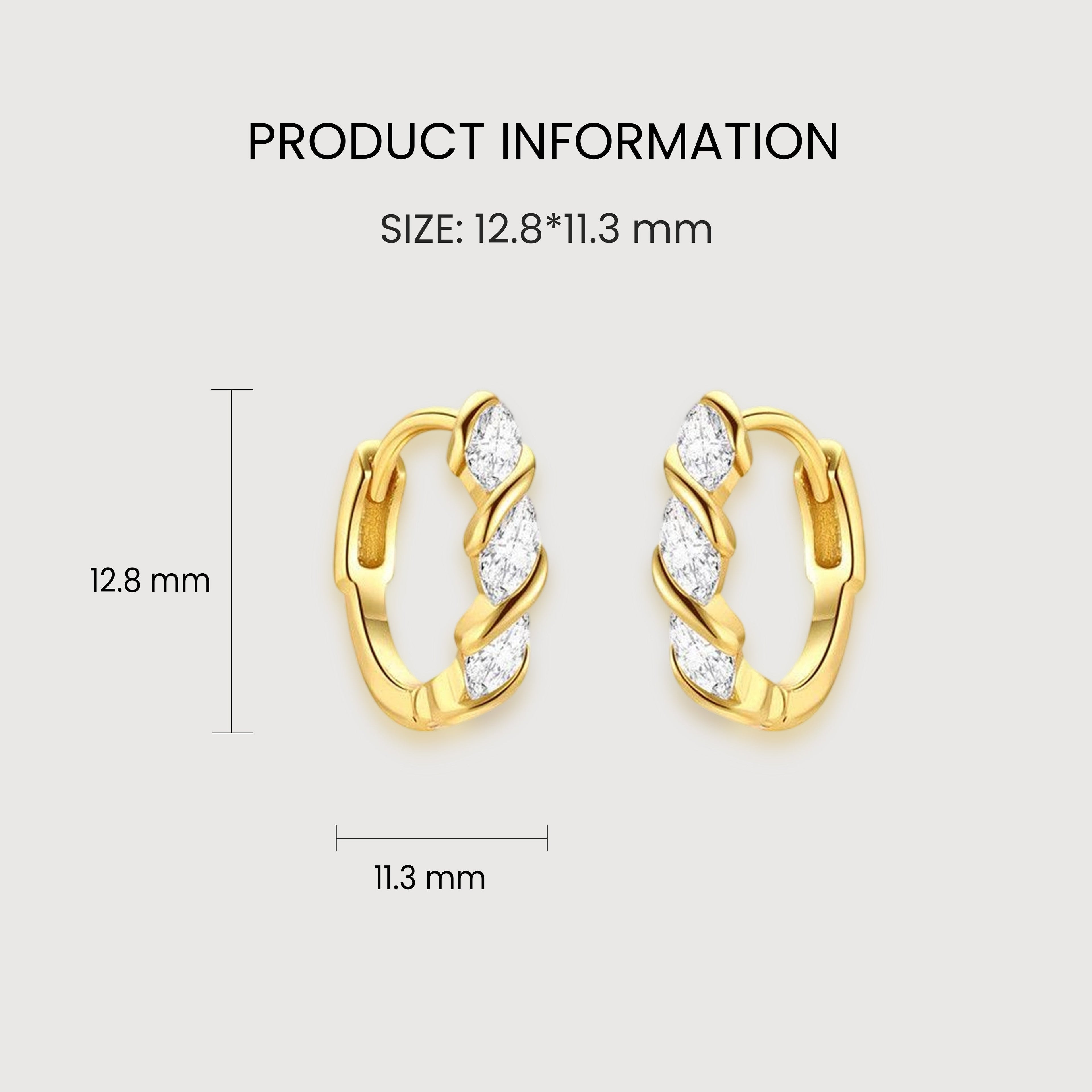 Twisted Leaf Zircon Hoop Earrings