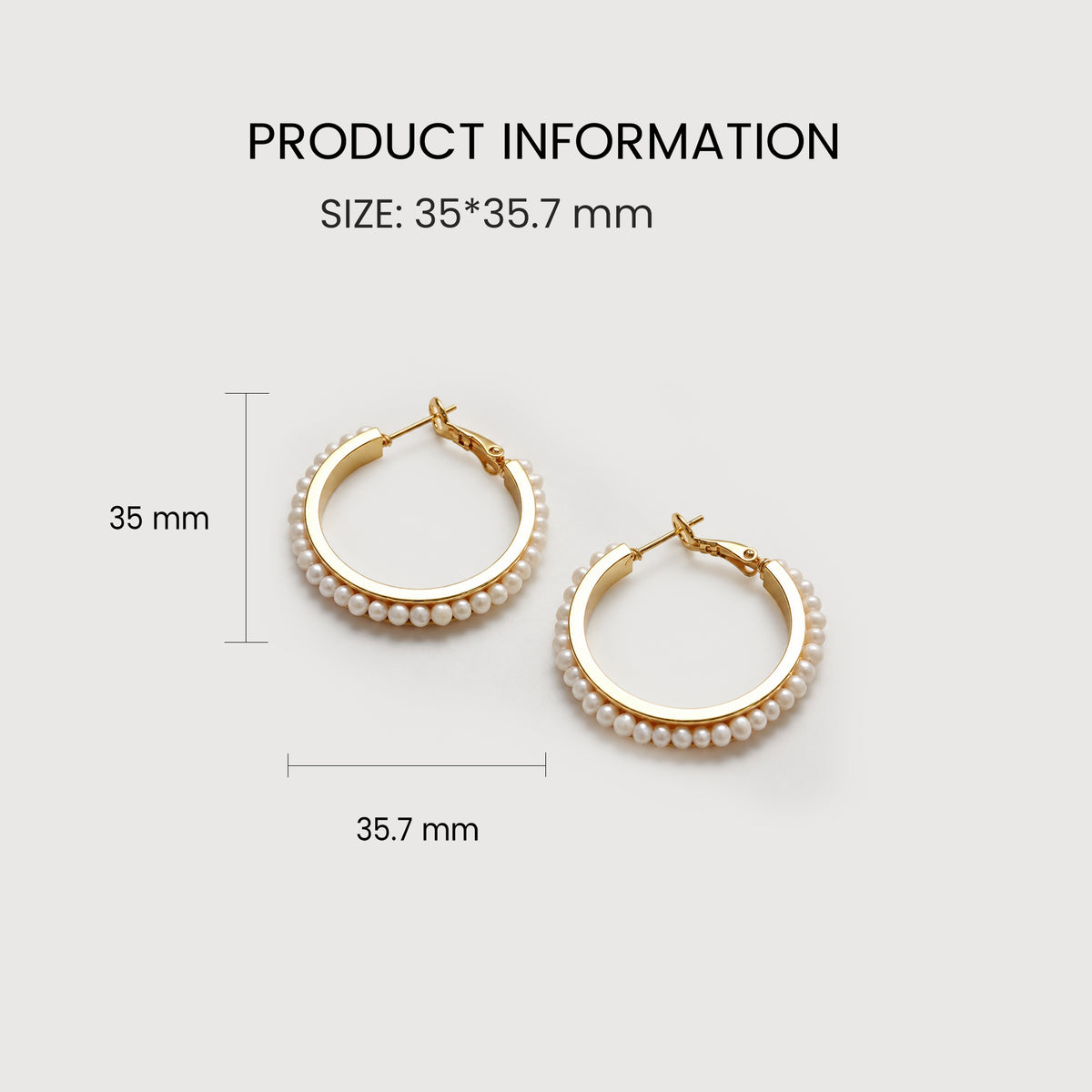 18K Gold-Plated Brass Pearl Hoop Earrings