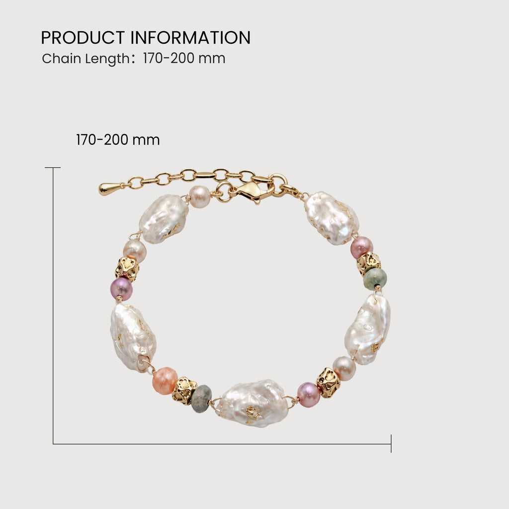 18K Gold-Plated Multicolor Baroque Pearl Bracelet