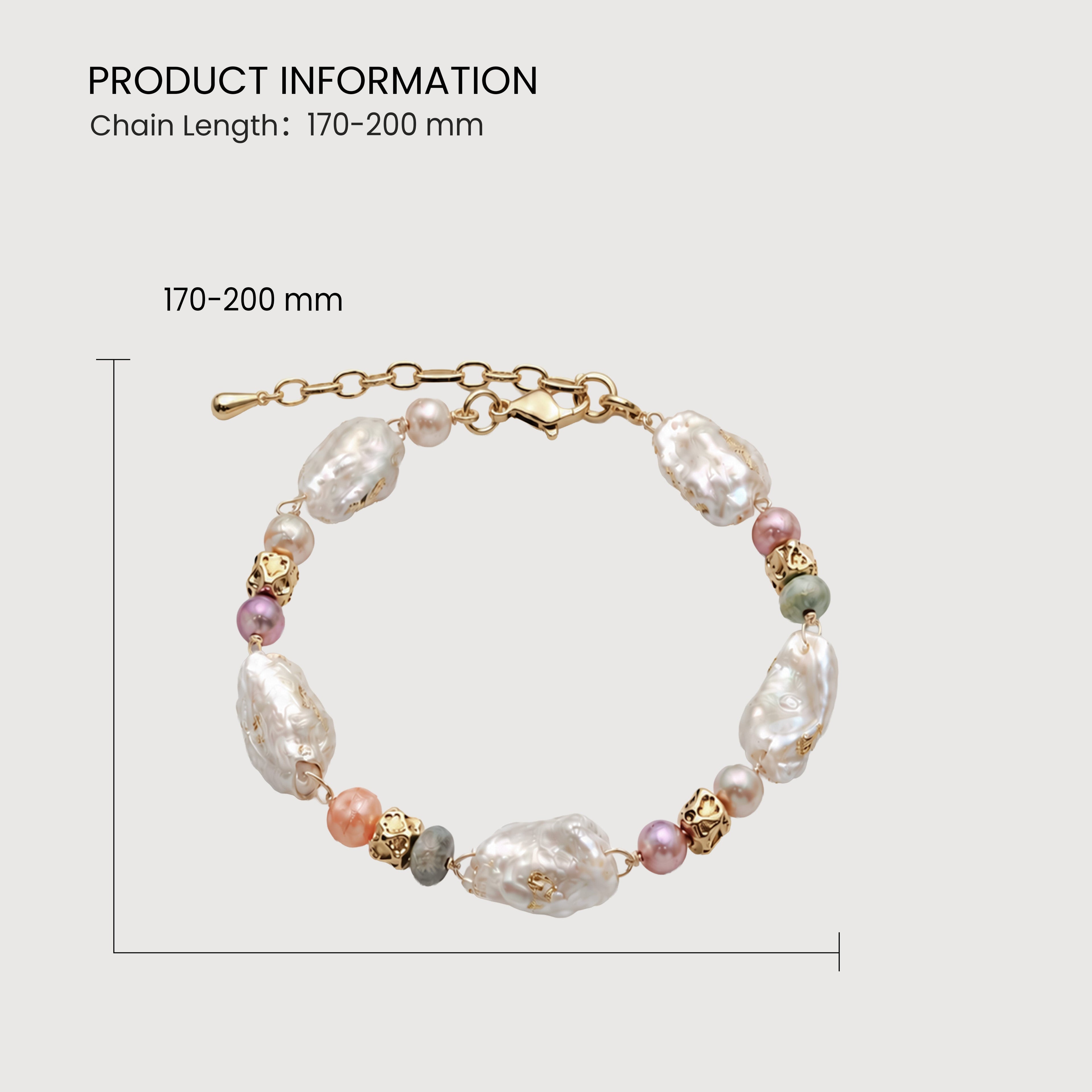 18K Gold-Plated Multicolor Baroque Pearl Bracelet