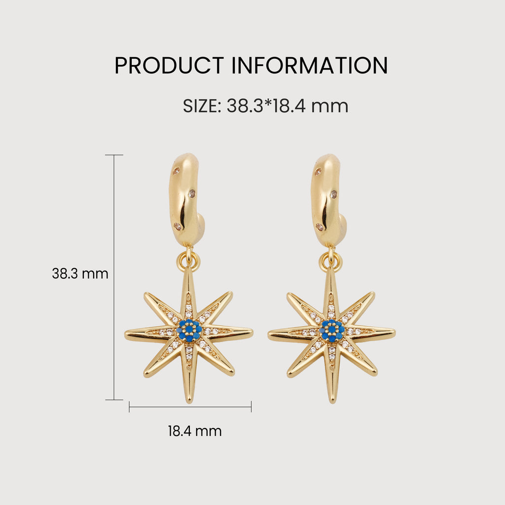 18K Gold-Plated Zircon Starburst Drop Earrings