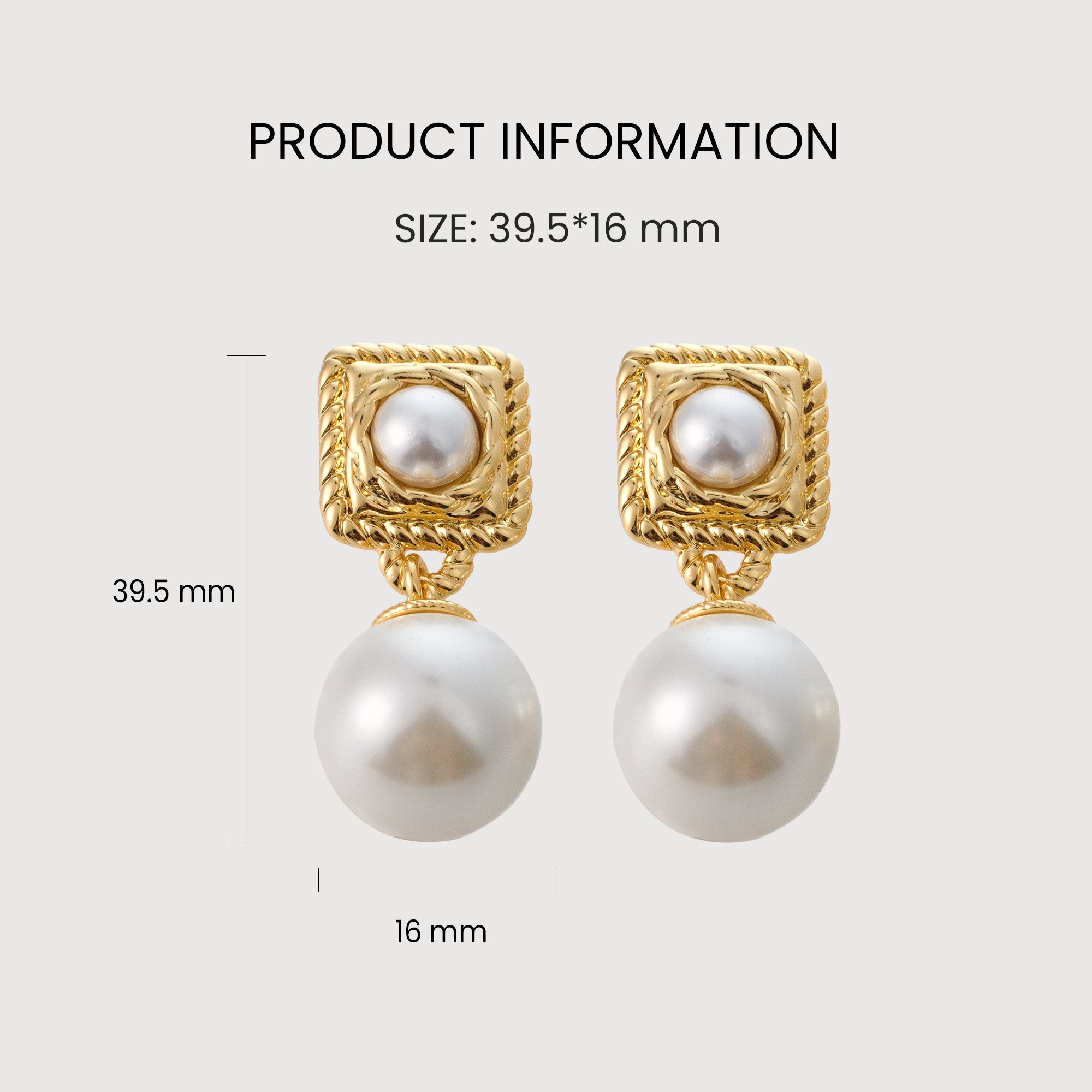 Geometric Double Pearl Drop Earrings