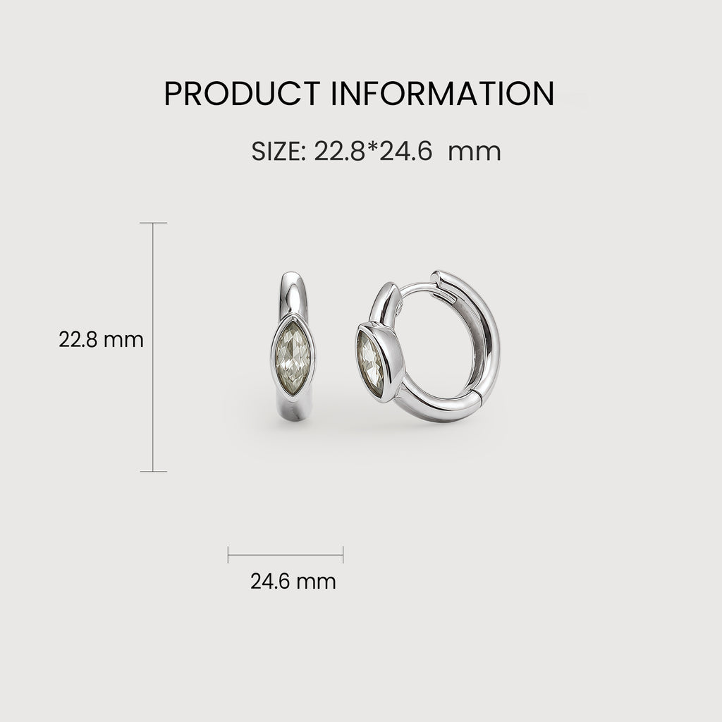 S925 Silver Marquise CZ Hinged Hoop Earrings