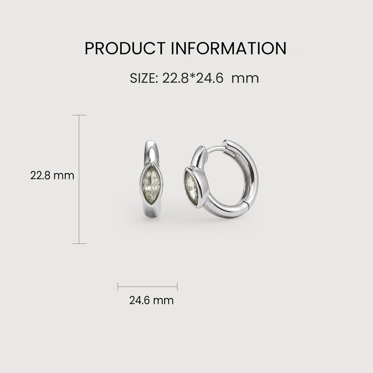 S925 Silver Marquise CZ Hinged Hoop Earrings