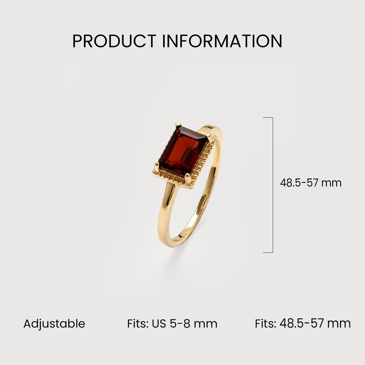 Gold-Plated S925 Rectangular Garnet Ring