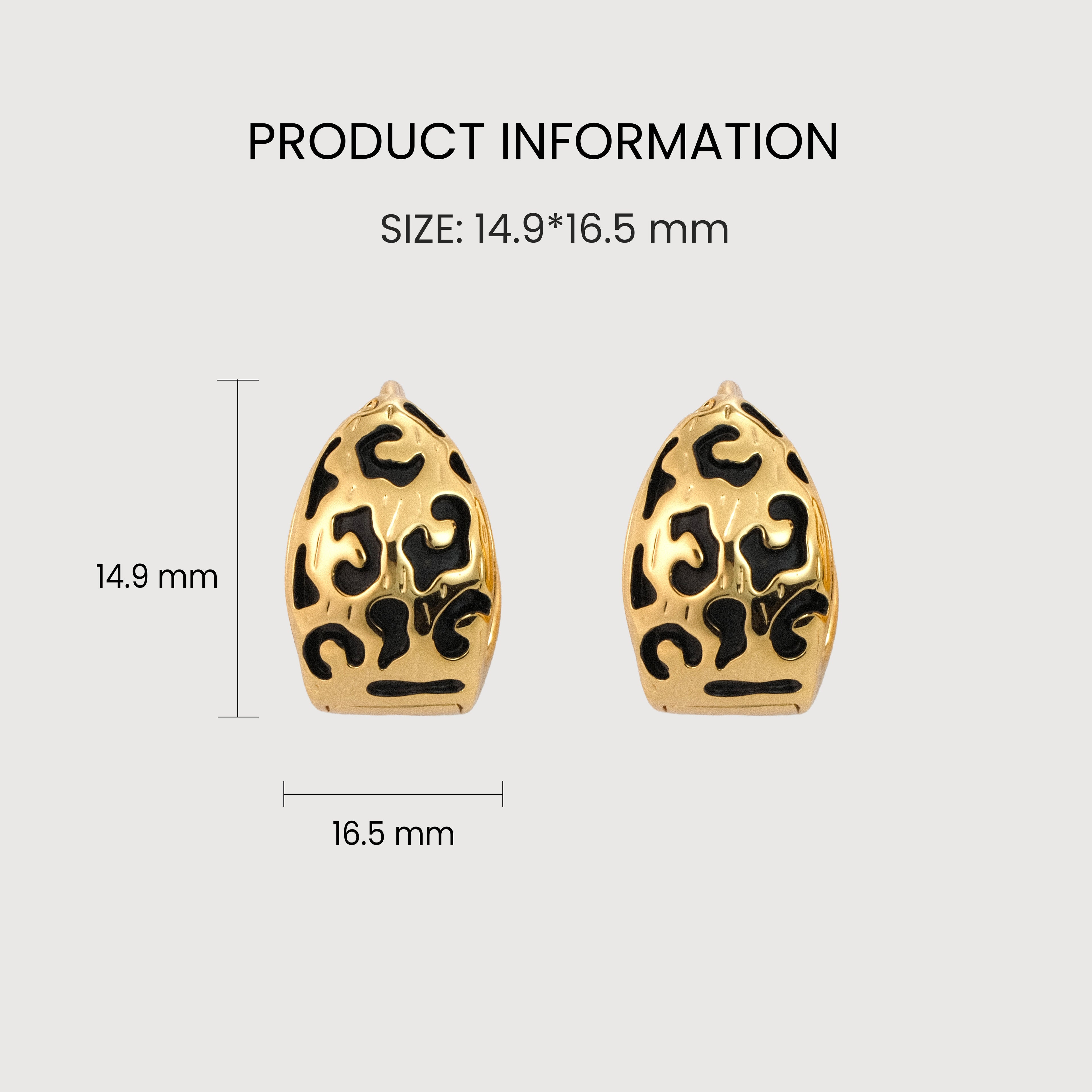18K Gold-Plated Black Pattern Huggie Earrings