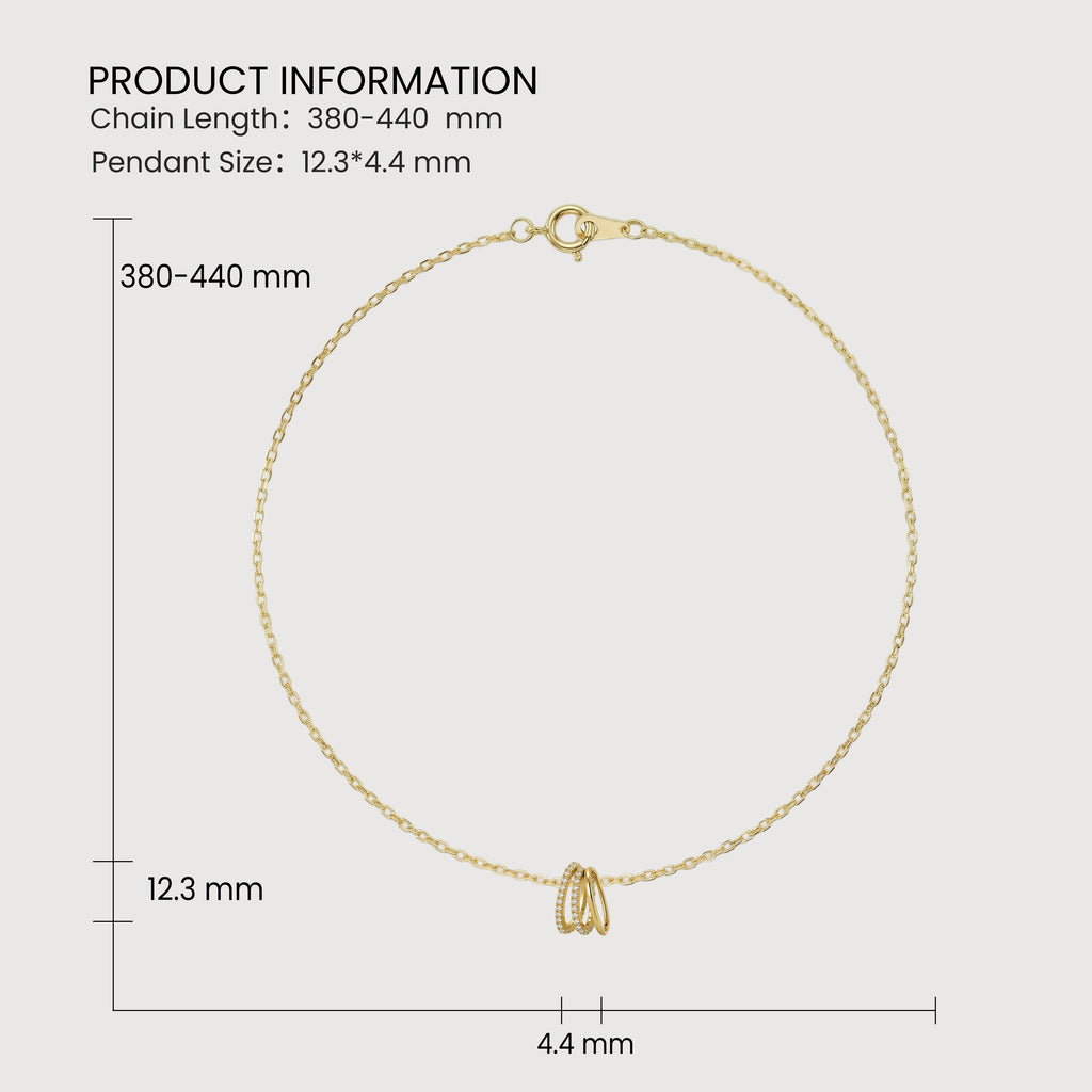 Gold-Plated S925 Interlocking Ring Necklace