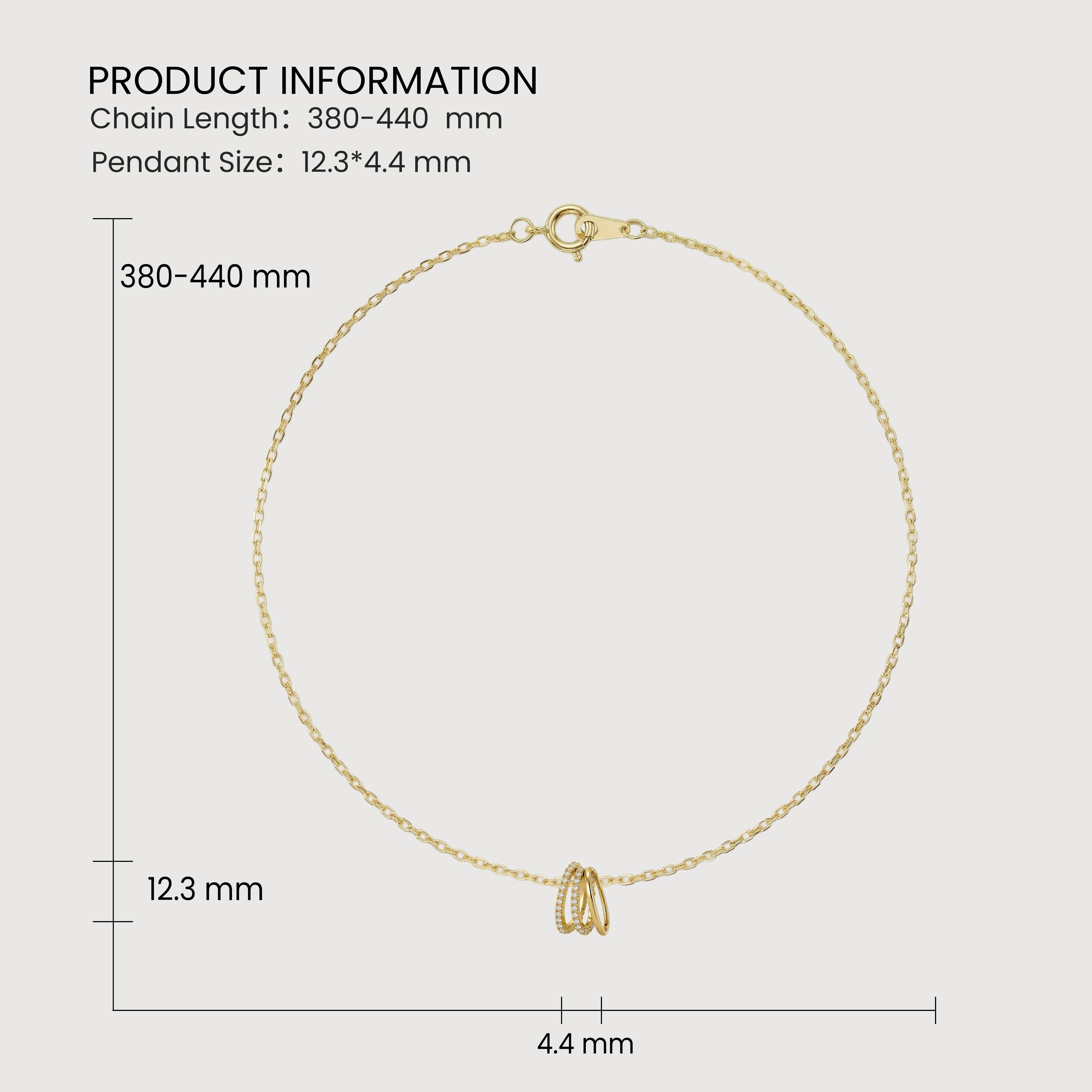 Gold-Plated S925 Interlocking Ring Necklace