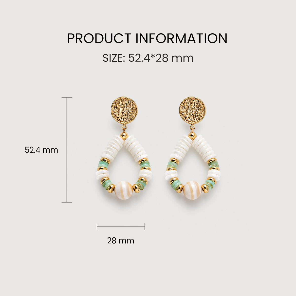 Gold-Tone Shell Beaded Teardrop Earrings