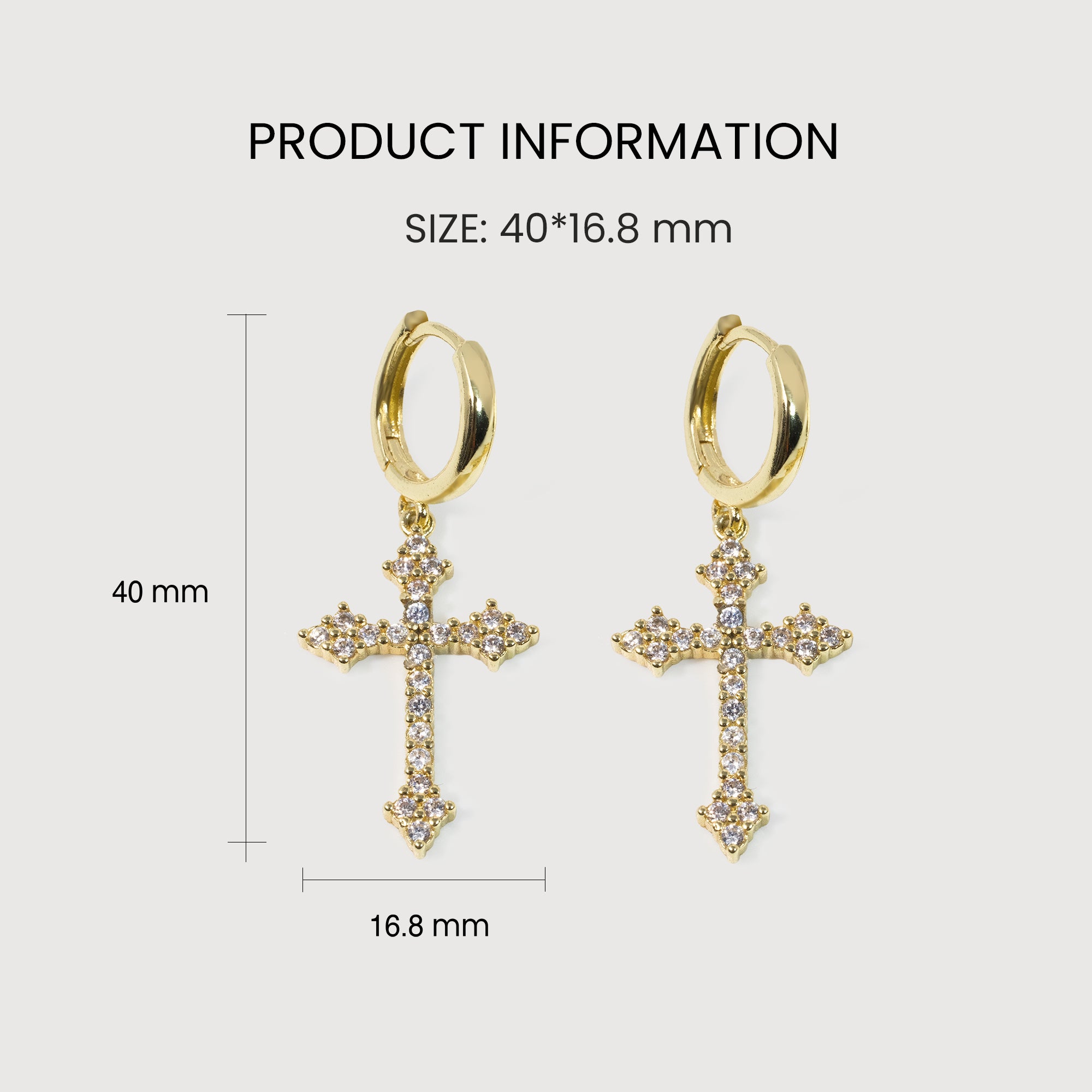 Zircon Cross Huggie Drop Earrings